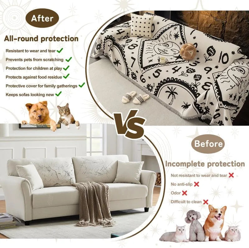 BOHO Couch Cover In Retro-Hippie White