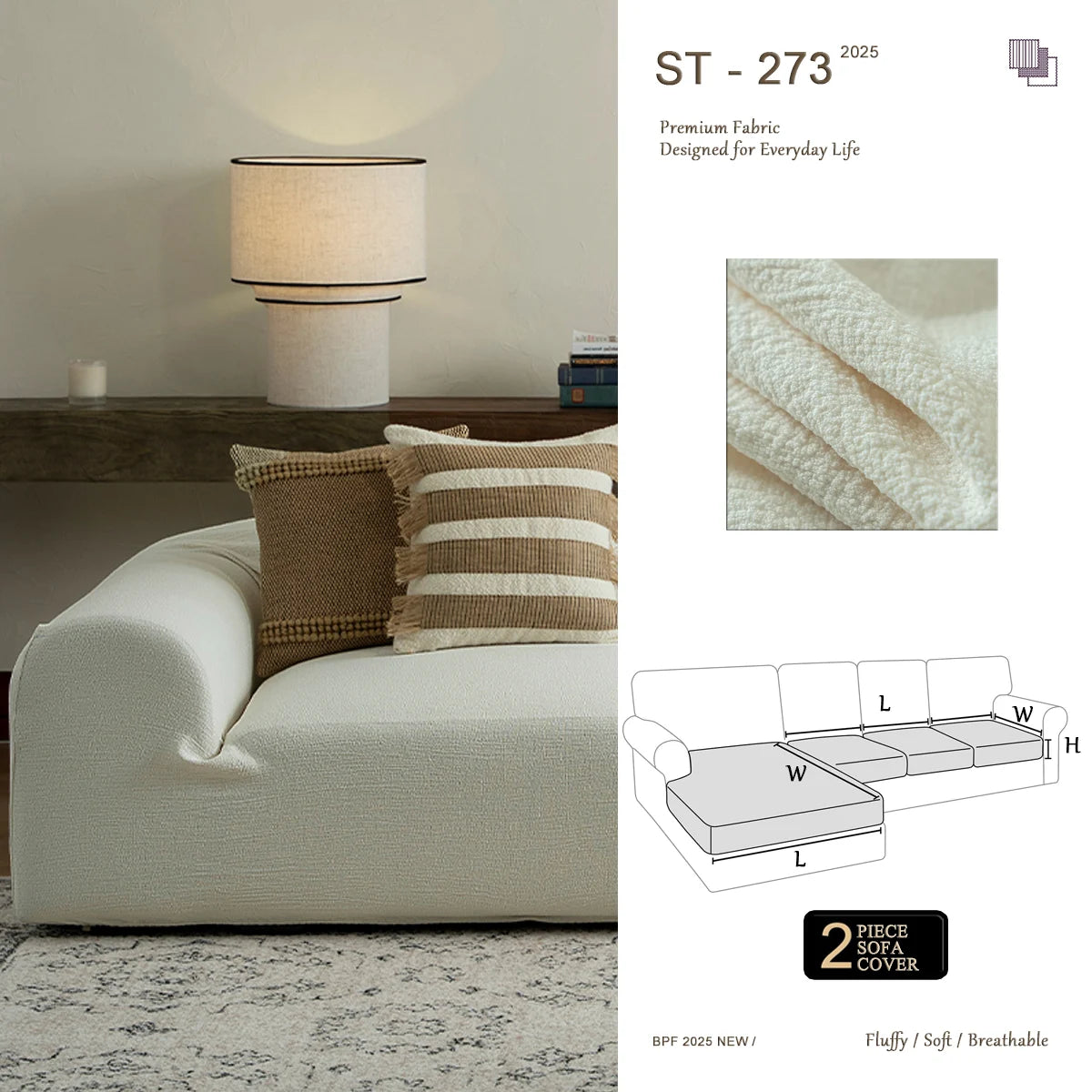 ST 273 Pure Linen Look Sofa Cover | Stretch, Cat Scratch Resistant