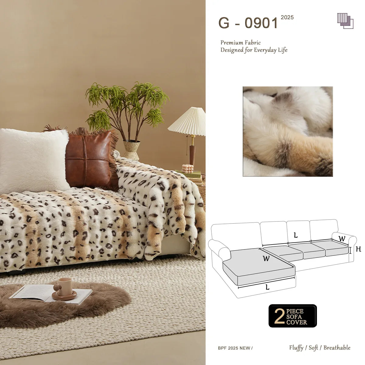 G 901 Golden Fox Faux Fur Sofa Cover | Luxury Warm Custom Cover