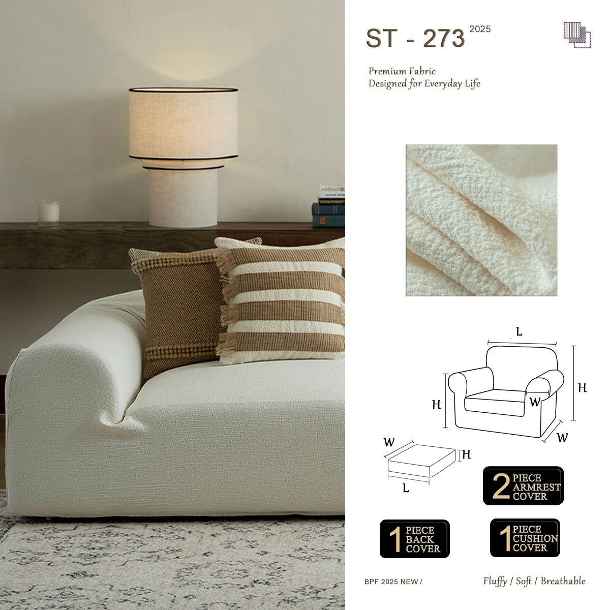 ST 273 Pure Linen Look Sofa Cover | Stretch, Cat Scratch Resistant