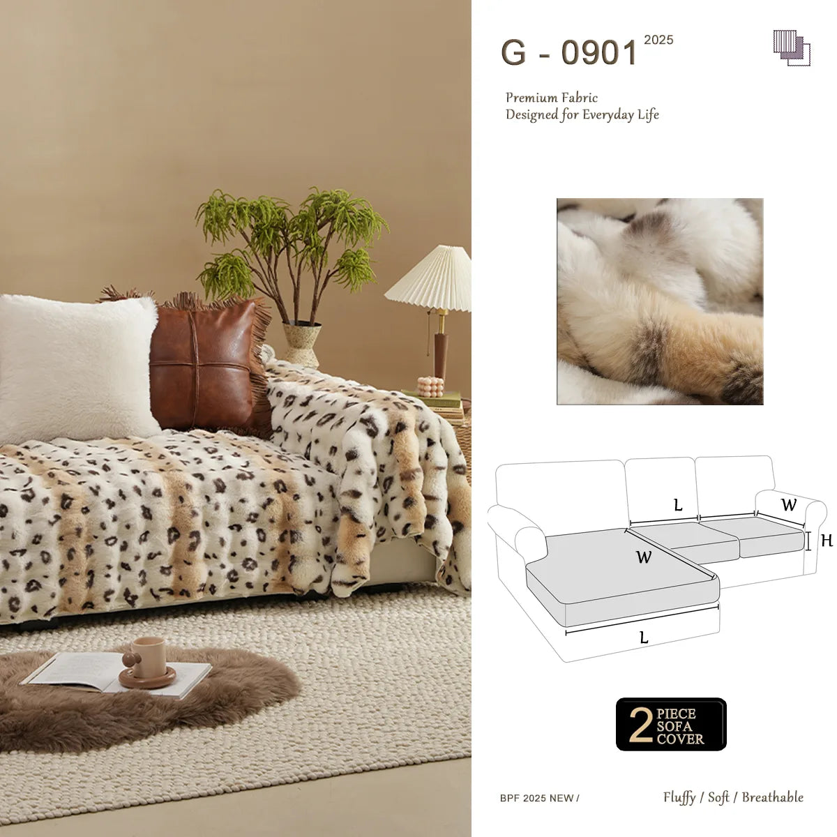 G 901 Golden Fox Faux Fur Sofa Cover | Luxury Warm Custom Cover