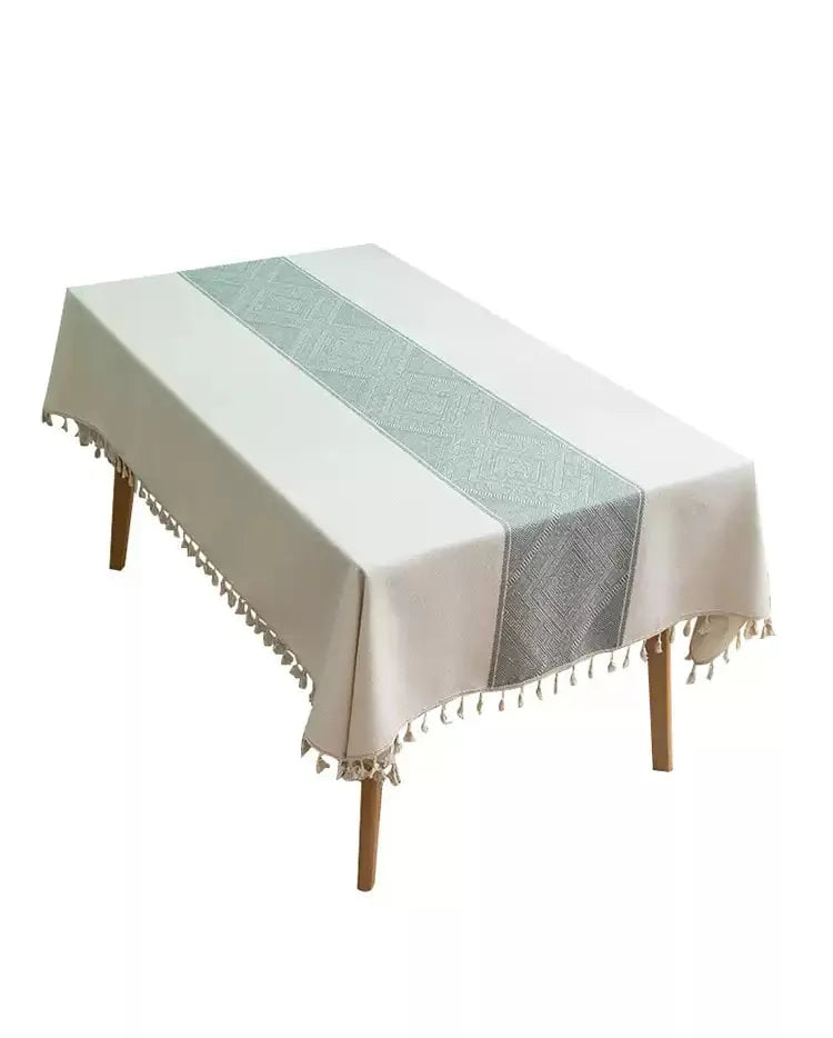 Embroidered Table Cloth for Dining Table | YM·Diamond Lace with Tassels·Ins