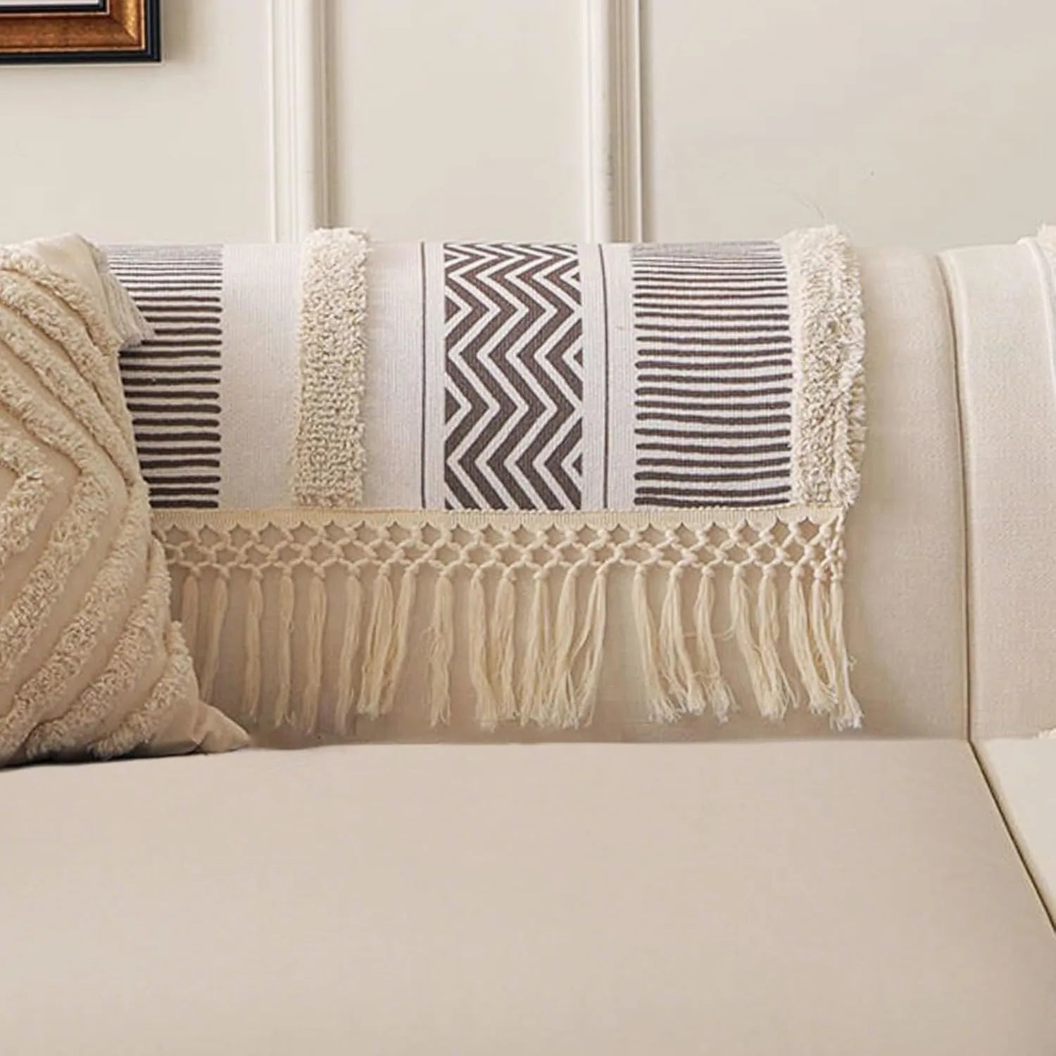 Couch Cushion Cover In Stripe Coffee