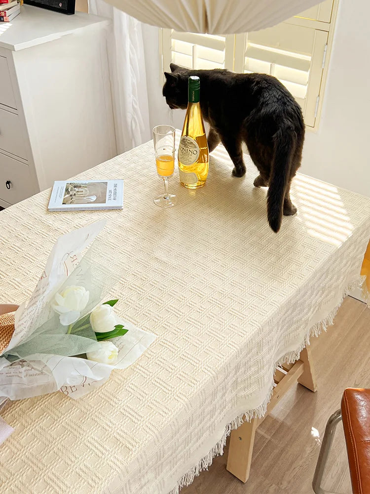 Embroidered Table Cloth for Dining Table | Lvsh· Tic-tac-toe cheese