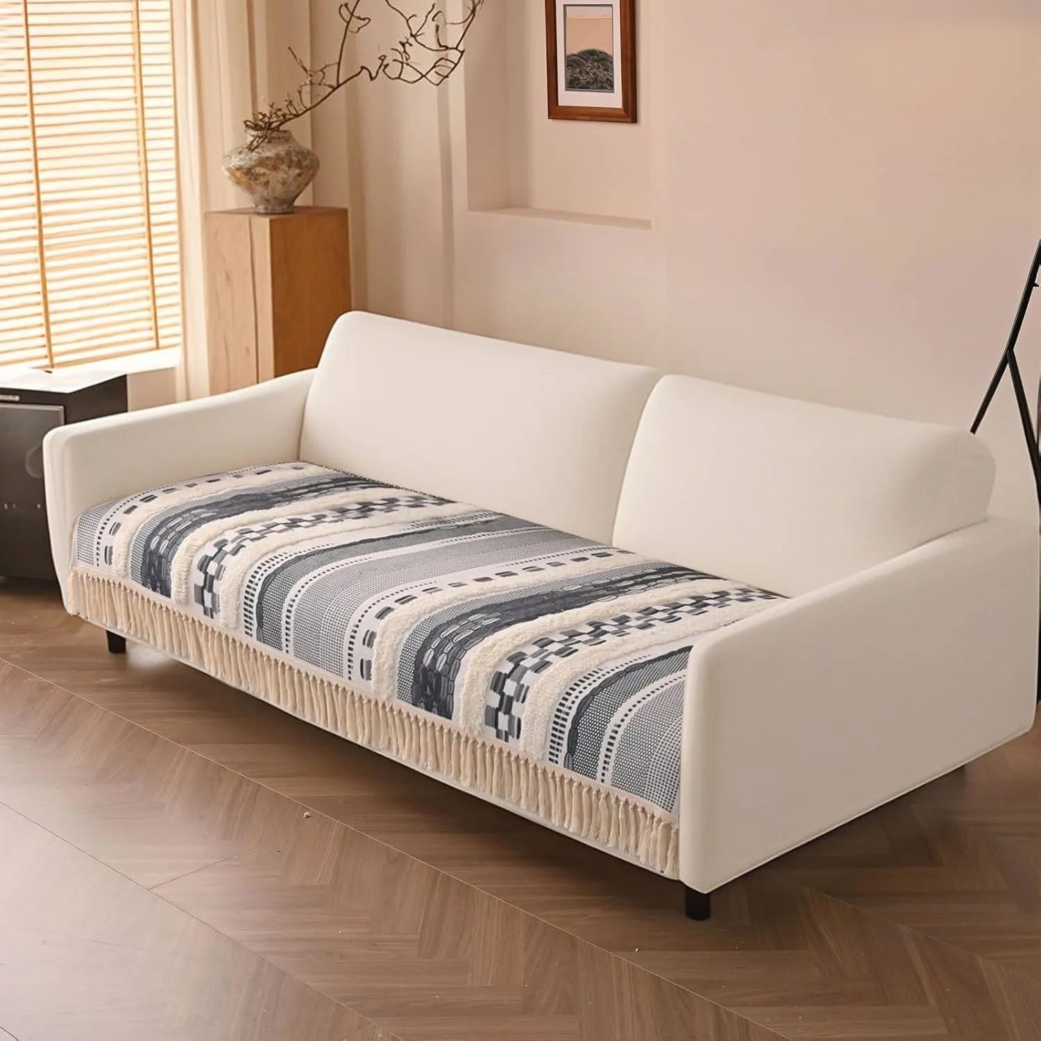 Couch Cushion Cover In Stripe Gray