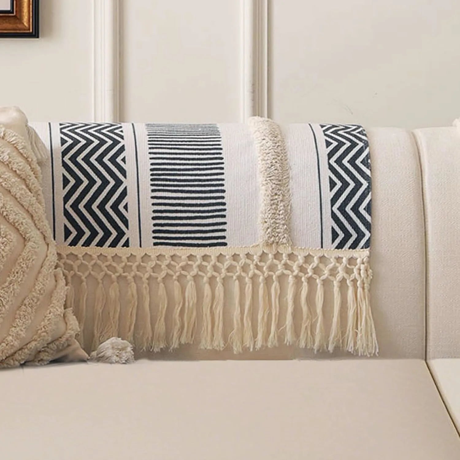 Couch Cushion Cover In Stripe Black