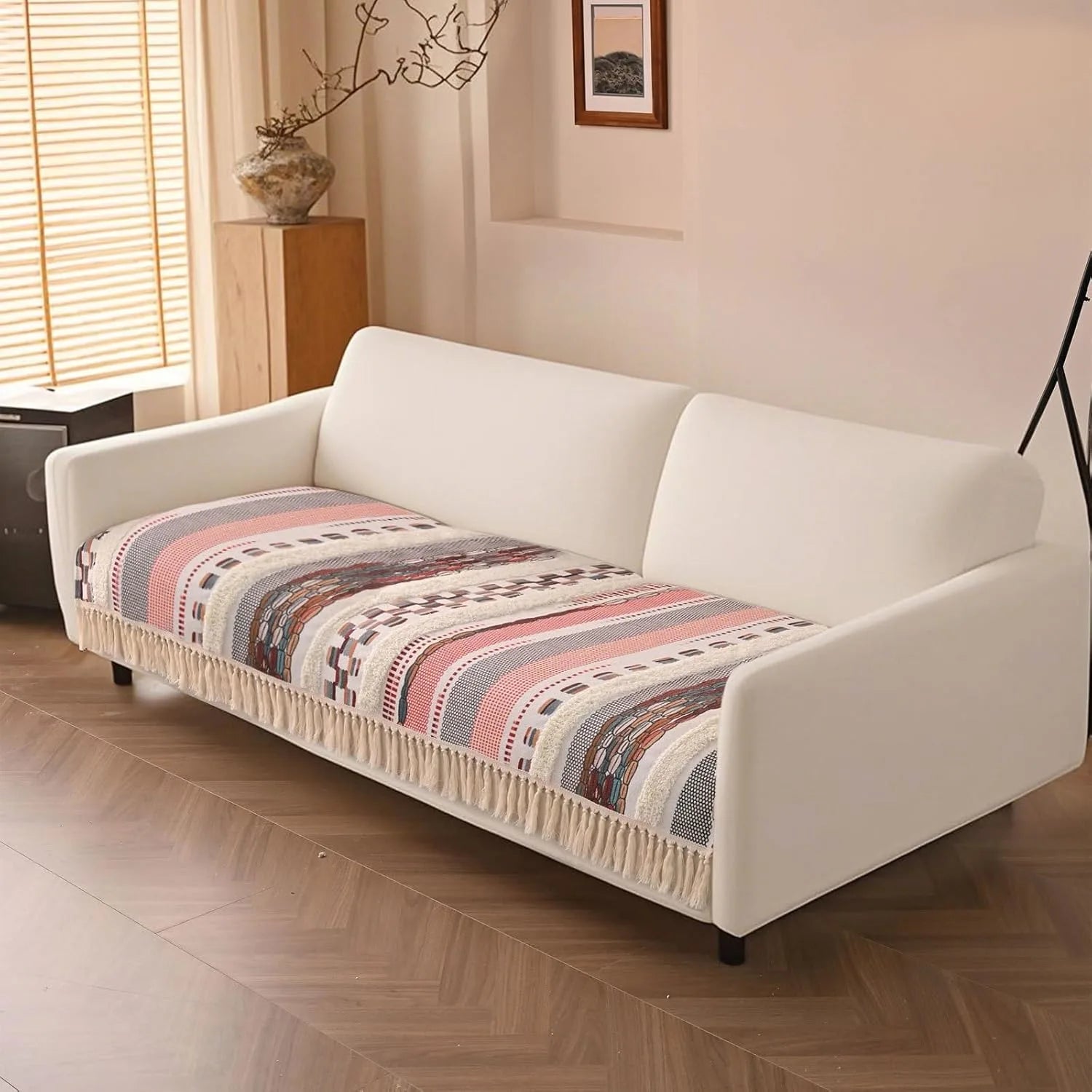 Couch Cushion Cover In Stripe Light Pink