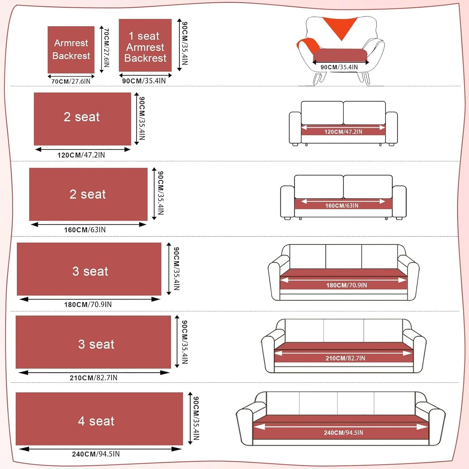 Couch Cushion Cover In Stripe Light Pink