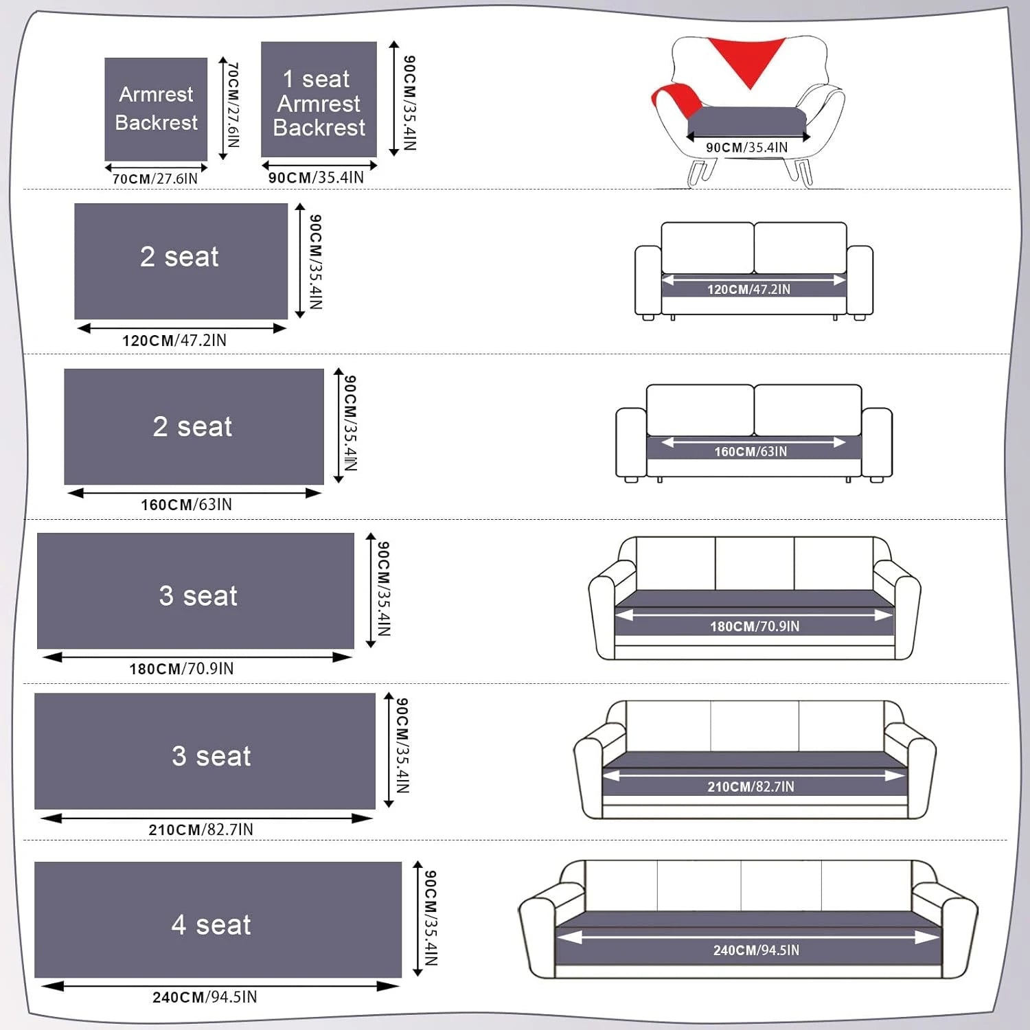 Couch Cushion Cover In Stripe Gray