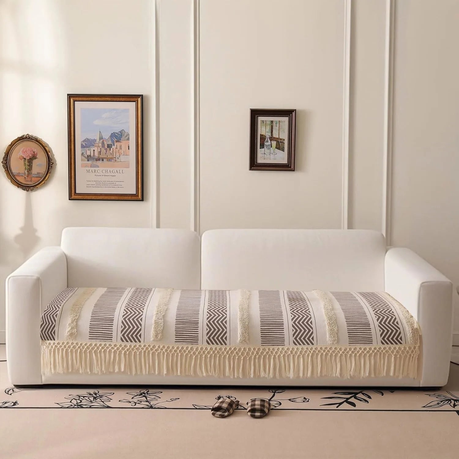 Couch Cushion Cover In Stripe Coffee