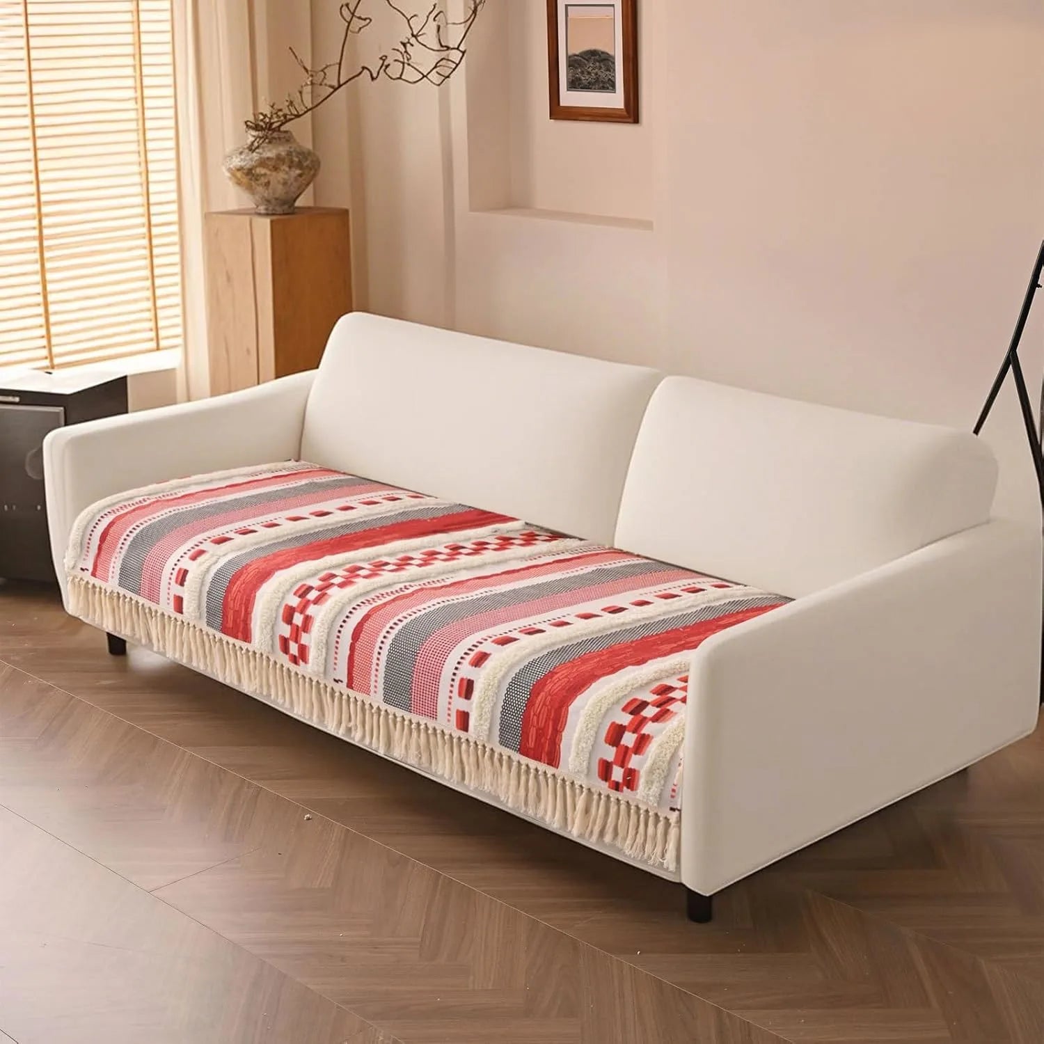 Couch Cushion Cover In Stripe Pink