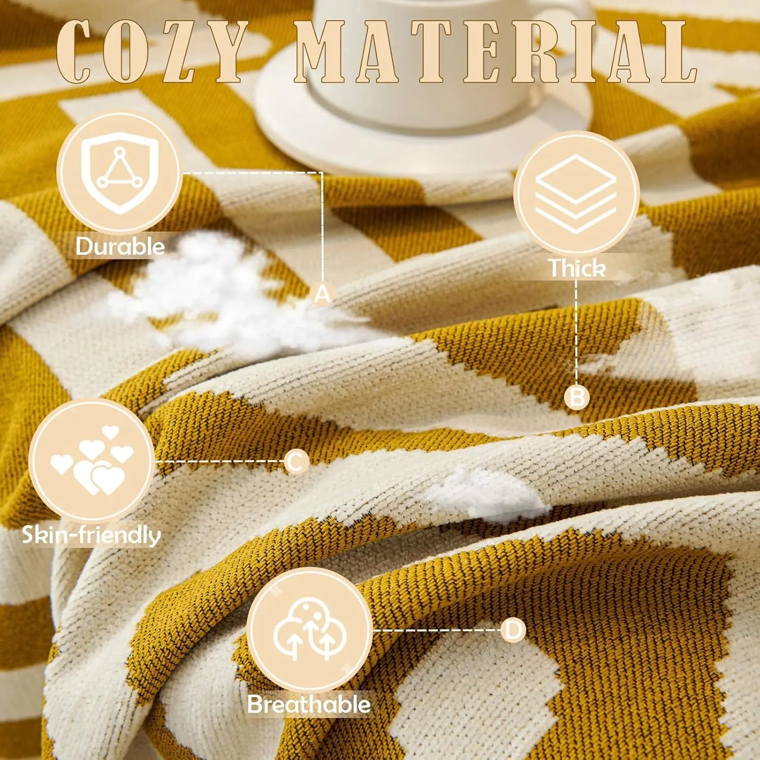 BOHO Couch Cover In Mustard Yellow