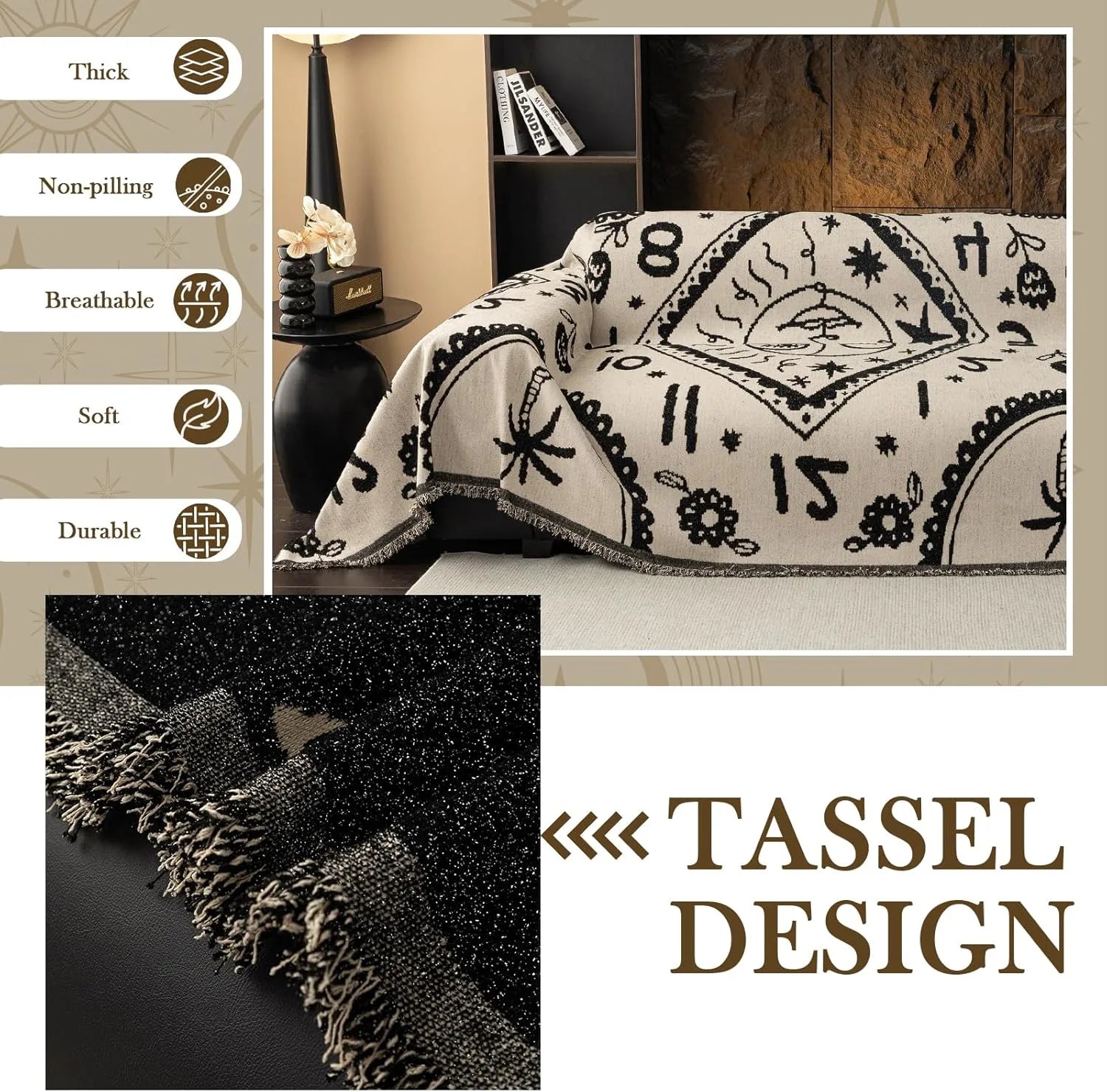 BOHO Couch Cover In Retro-Hippie White