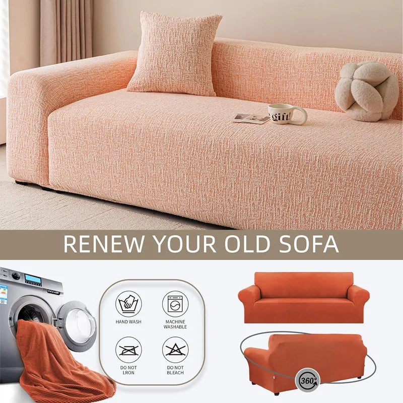 Chenille Solid Woven Stretch Sofa Cover - Burnt Orange