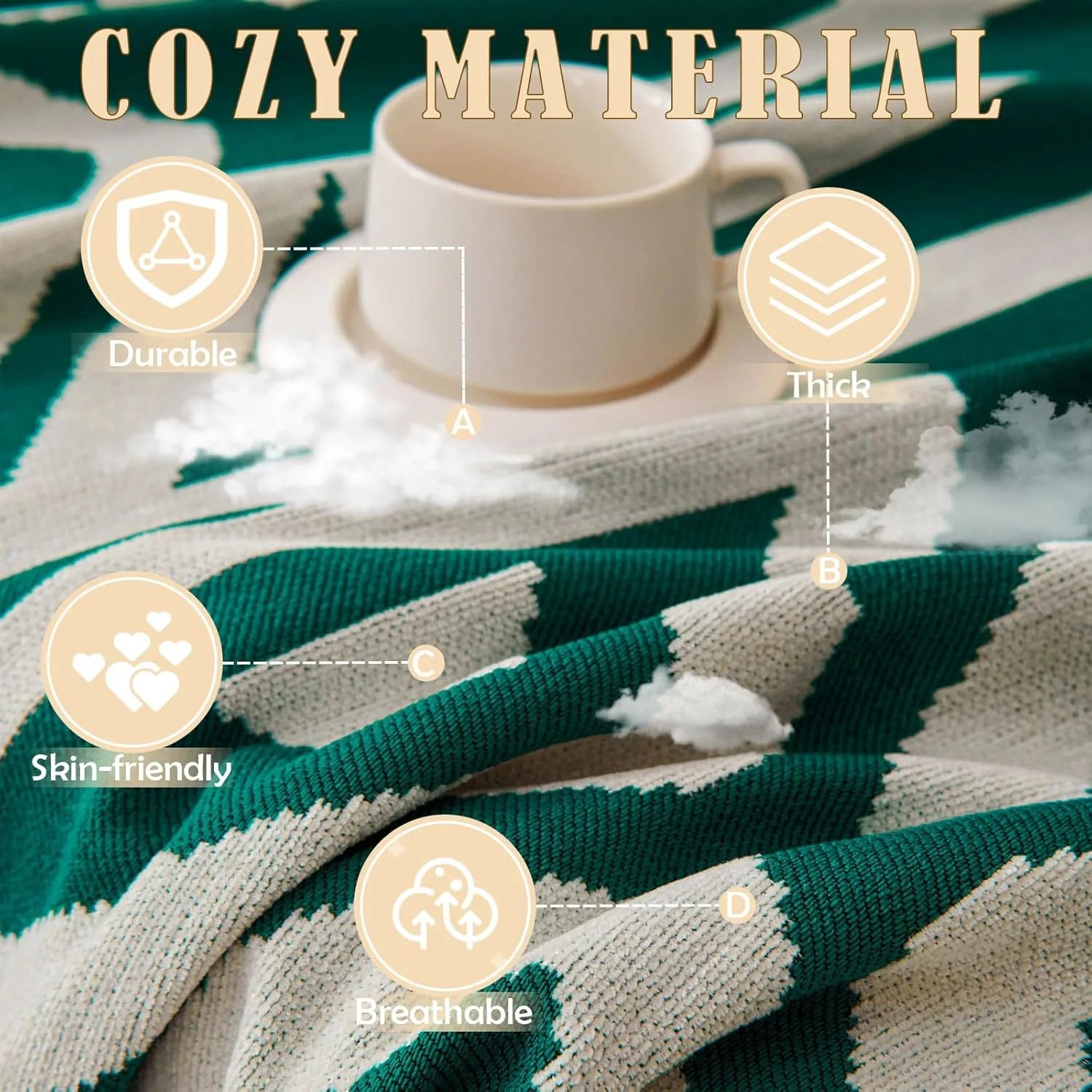 BOHO Couch Cover In Forest Green