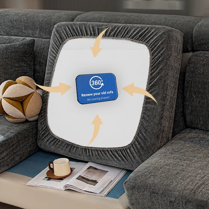 Chenille Solid Woven Stretch Sofa Cushion Cover - Dark Grey