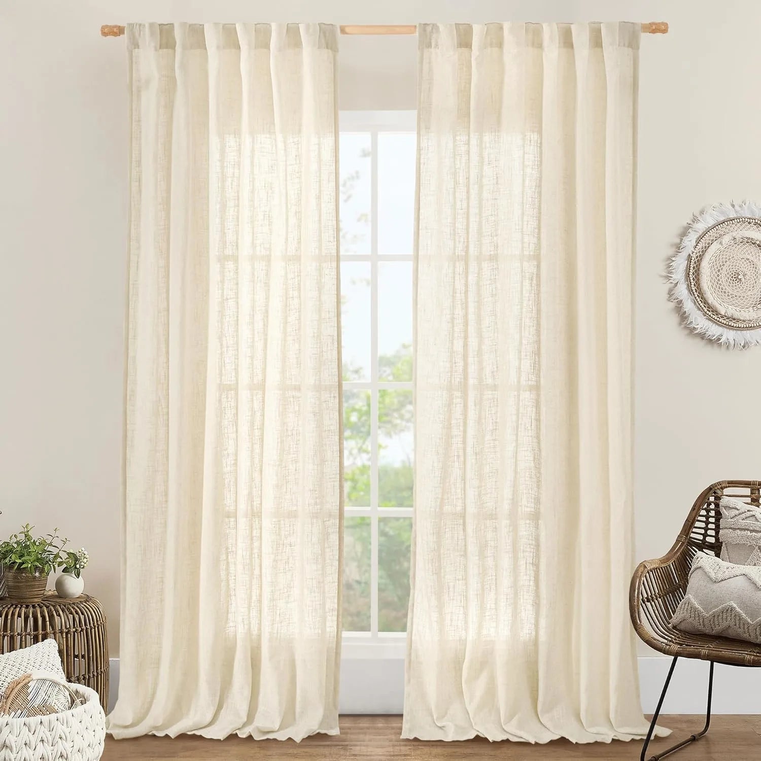 Light filtering Neutral Linen Curtain - Beige