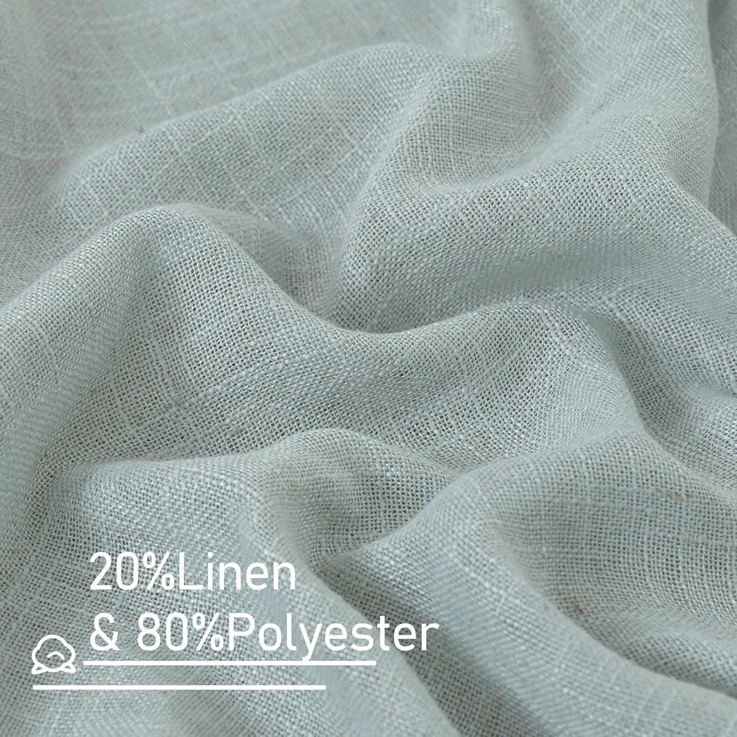 Light filtering Neutral Linen Curtain - Greyish Blue