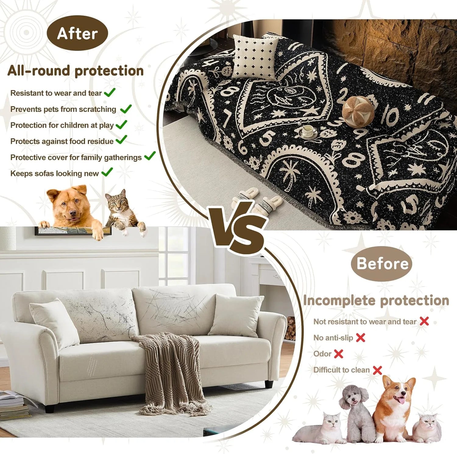 BOHO Couch Cover In Retro-Hippie Black