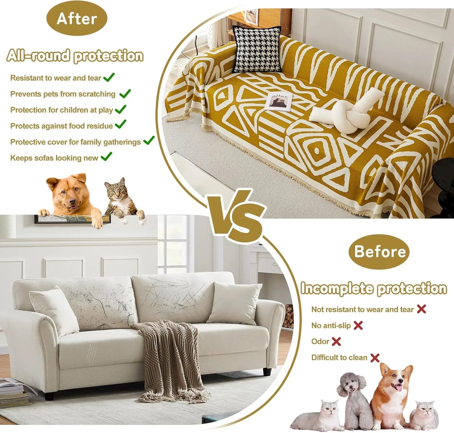 BOHO Couch Cover In Mustard Yellow