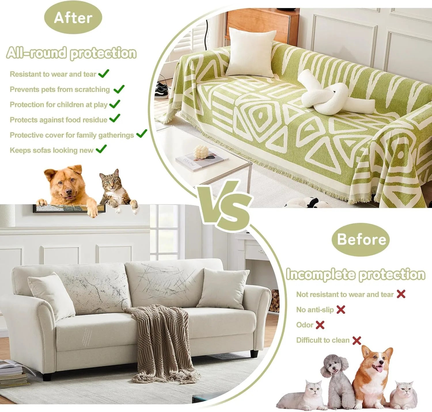 BOHO Couch Cover In Green