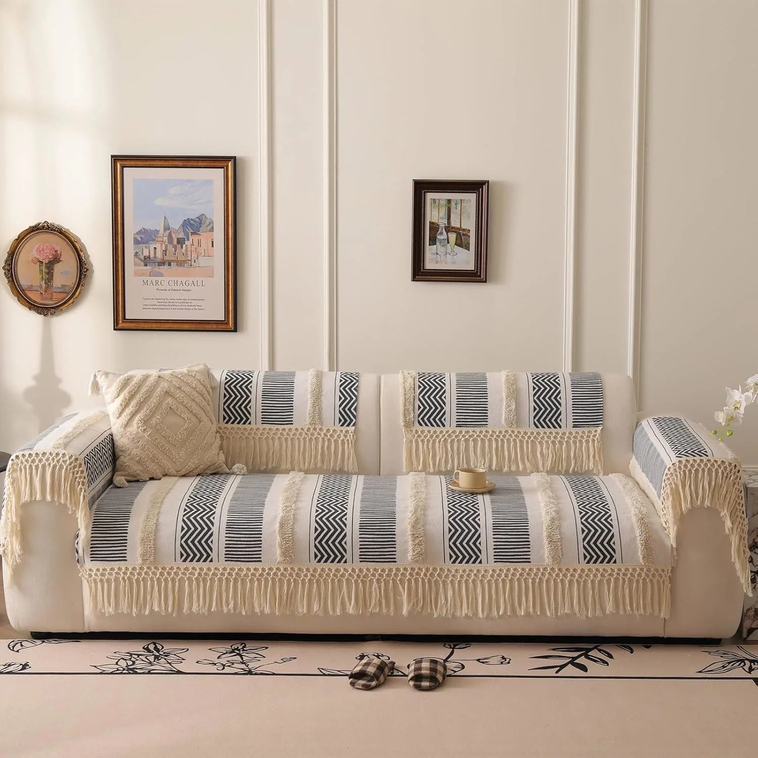 Couch Cushion Cover In Stripe Black