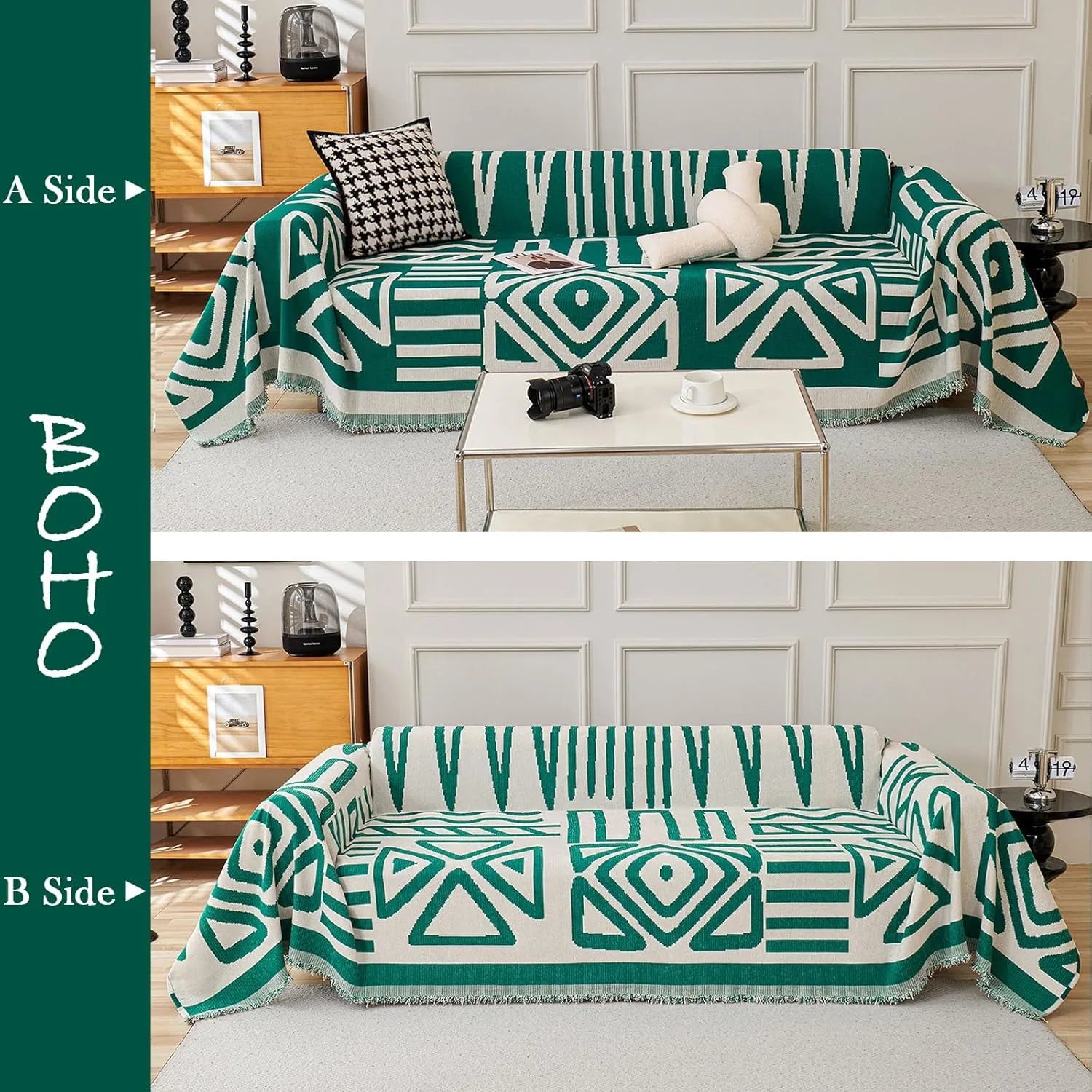 BOHO Couch Cover In Forest Green
