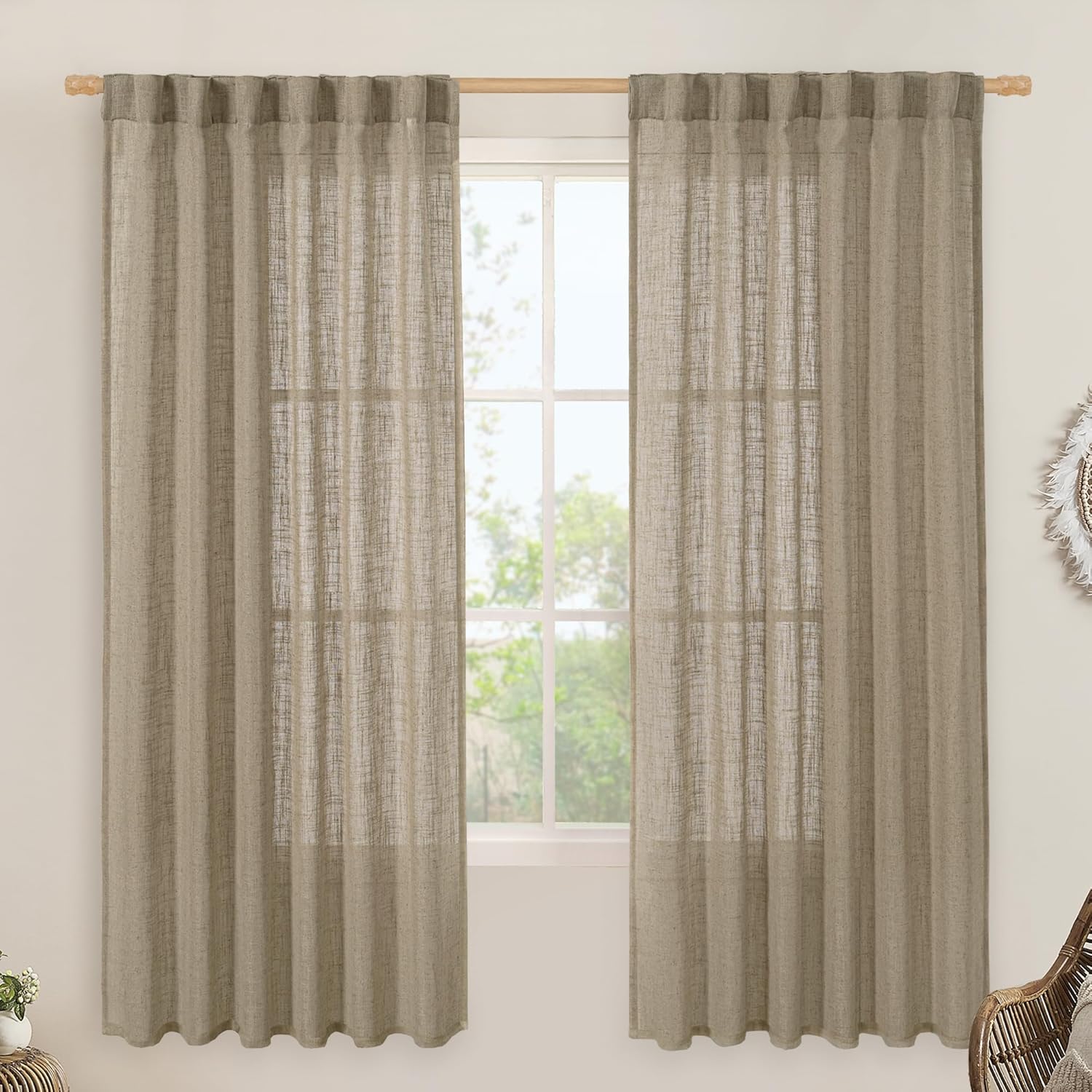 Light filtering Neutral Linen Curtain - Taupe