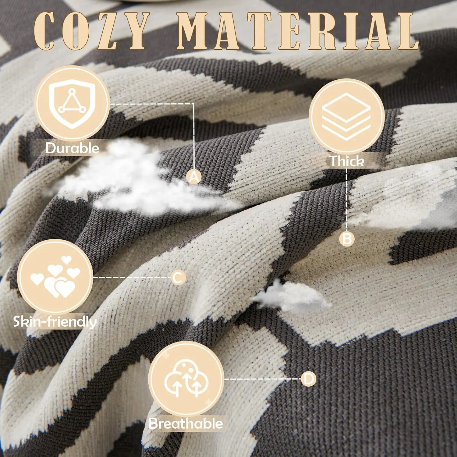 BOHO Couch Cover In Dark Gray