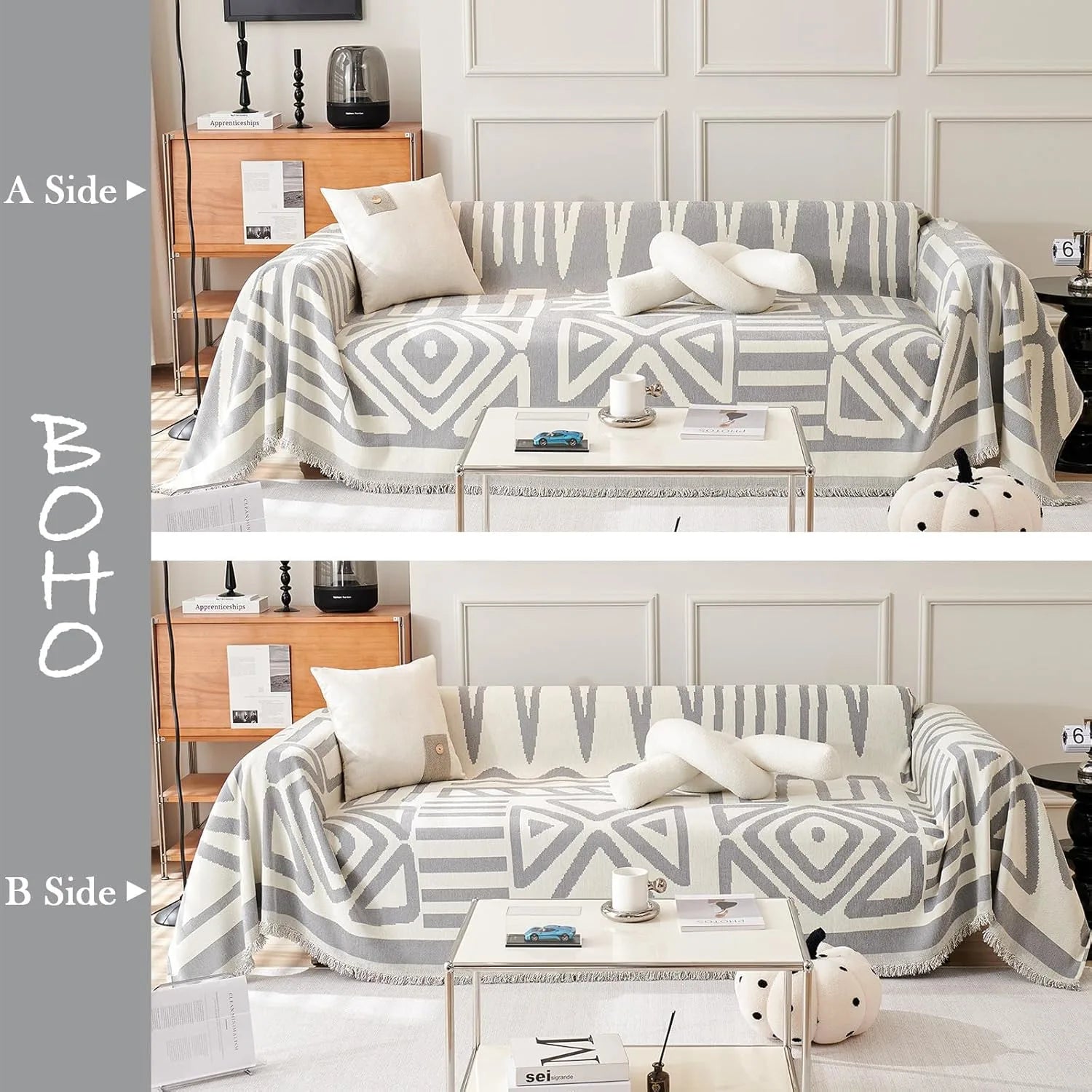 BOHO Couch Cover In Gray