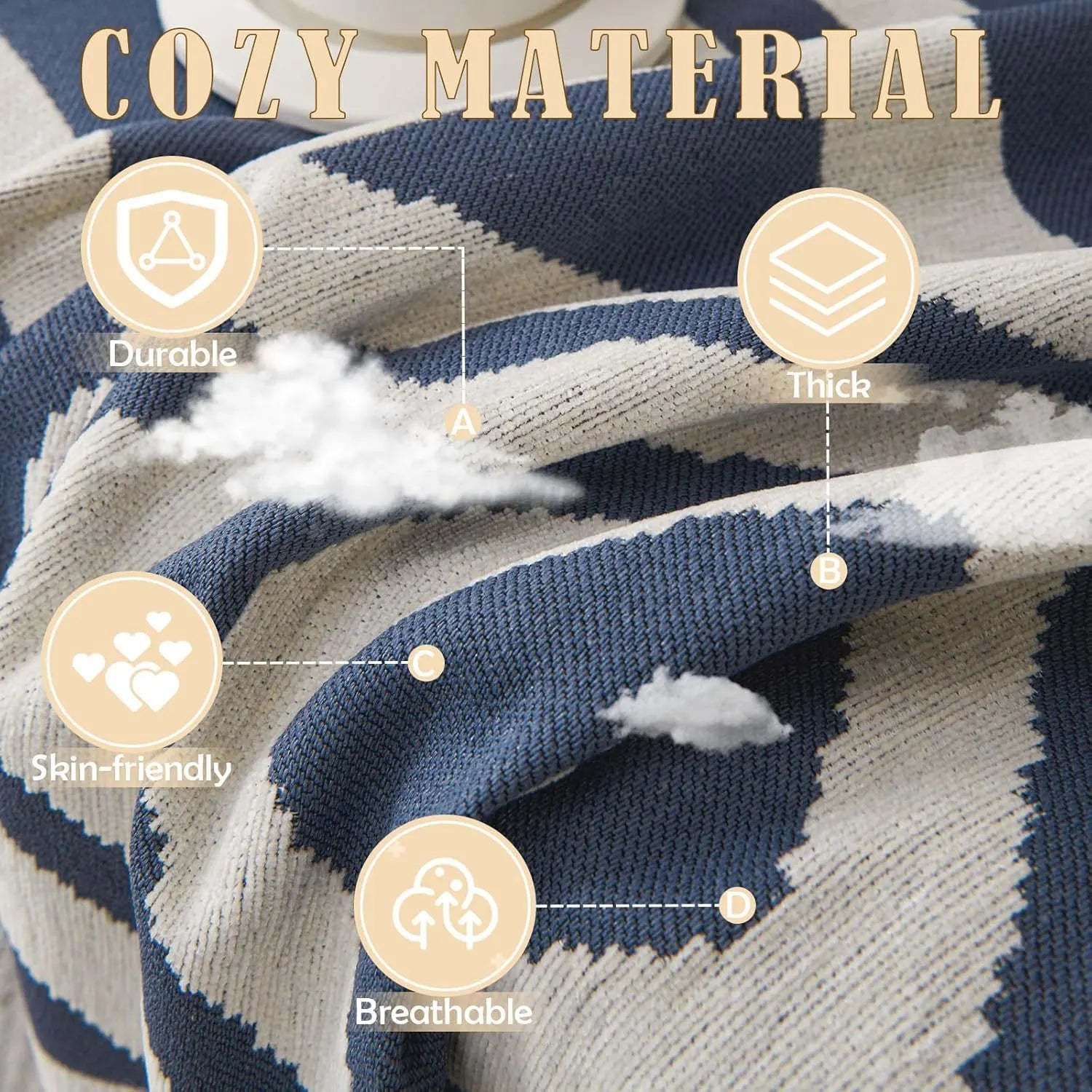 BOHO Couch Cover In Denim Blue