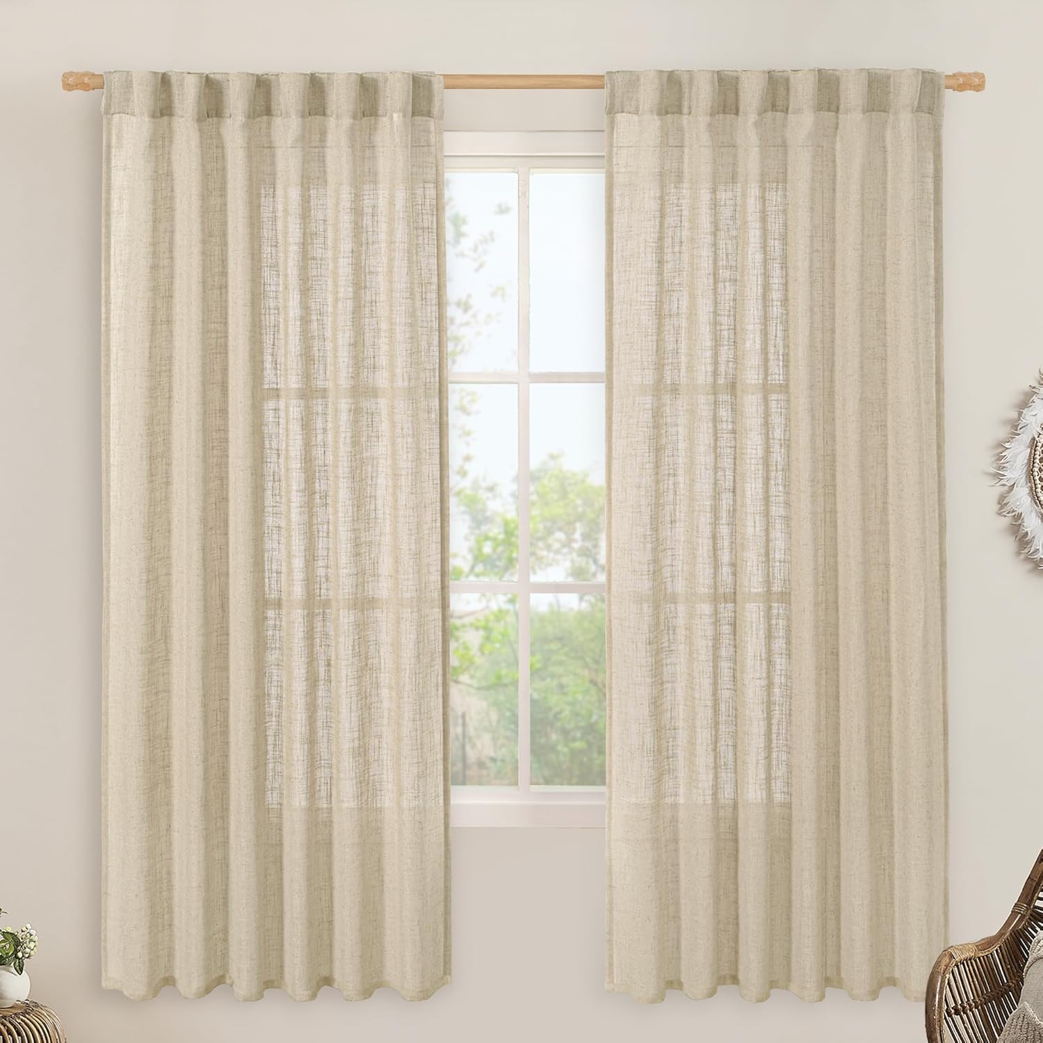 Light filtering Neutral Linen Curtain - Linen