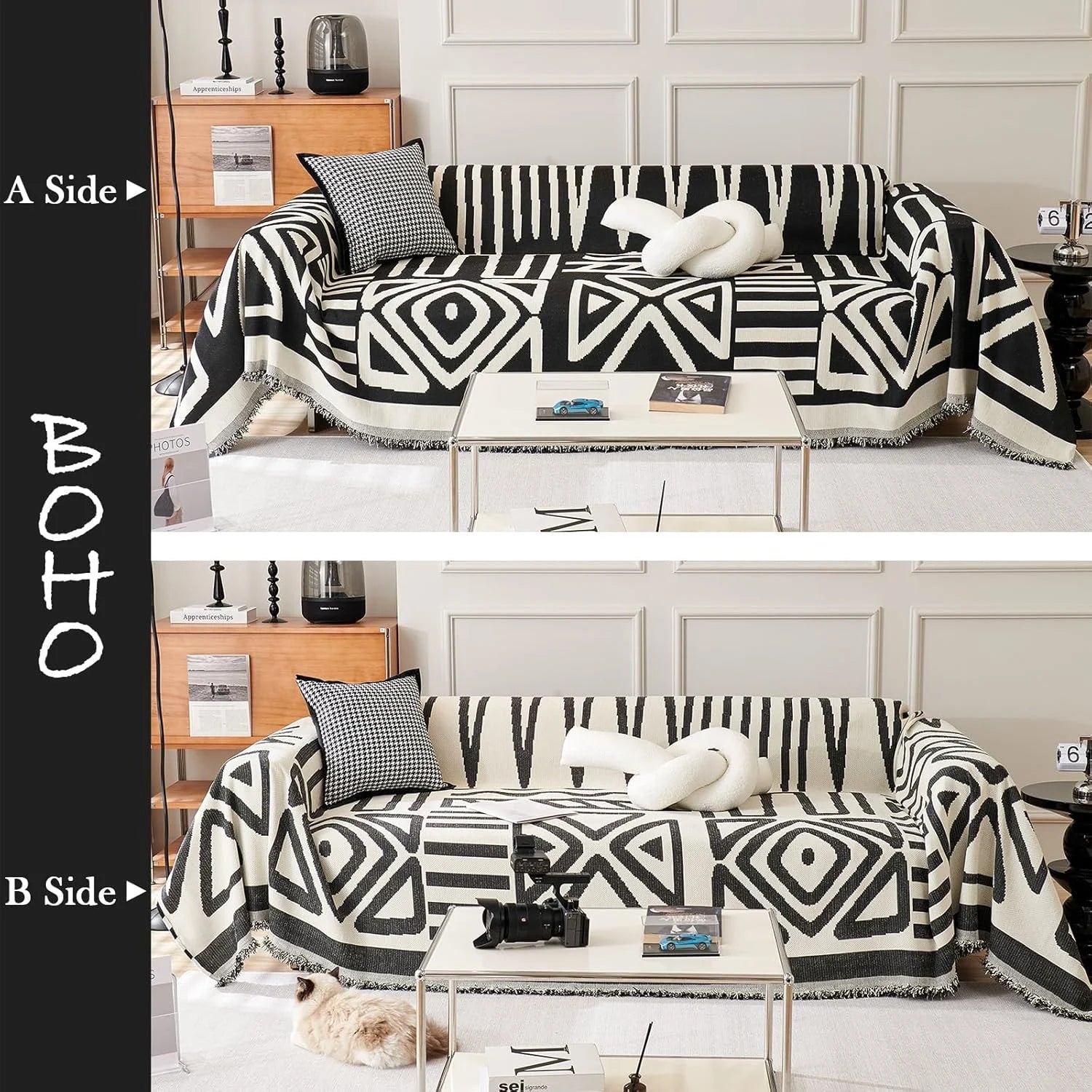 BOHO Couch Cover In Black