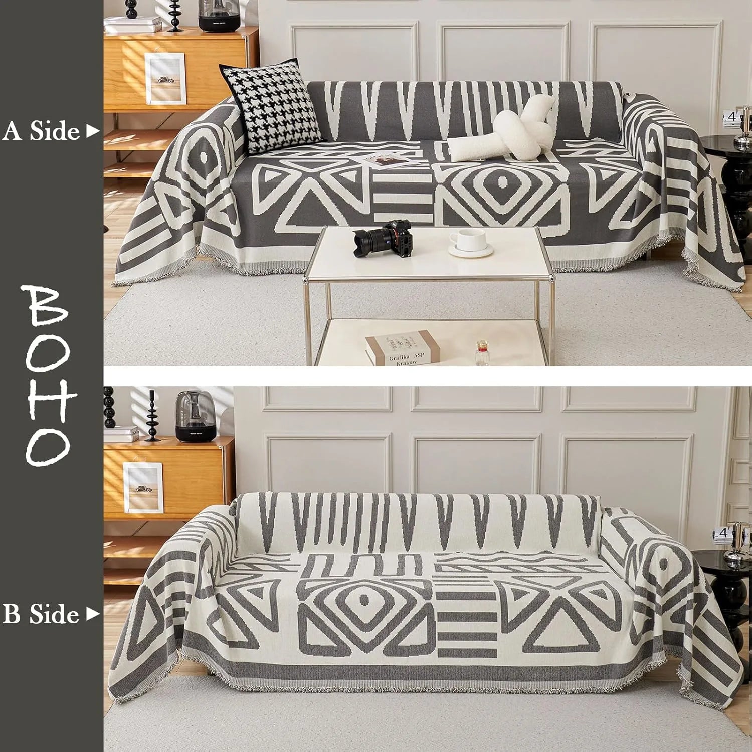 BOHO Couch Cover In Dark Gray