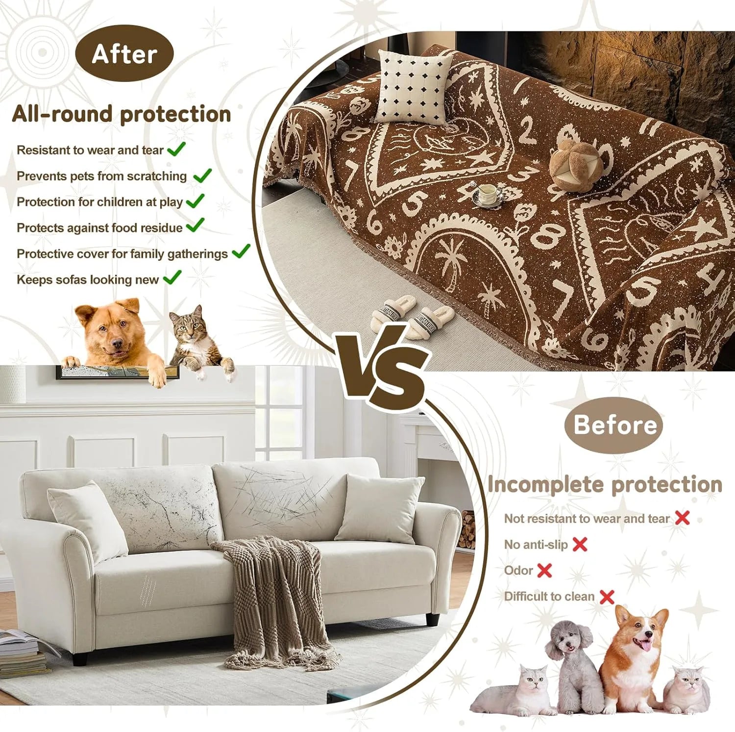 BOHO Couch Cover In Retro-Hippie Brown