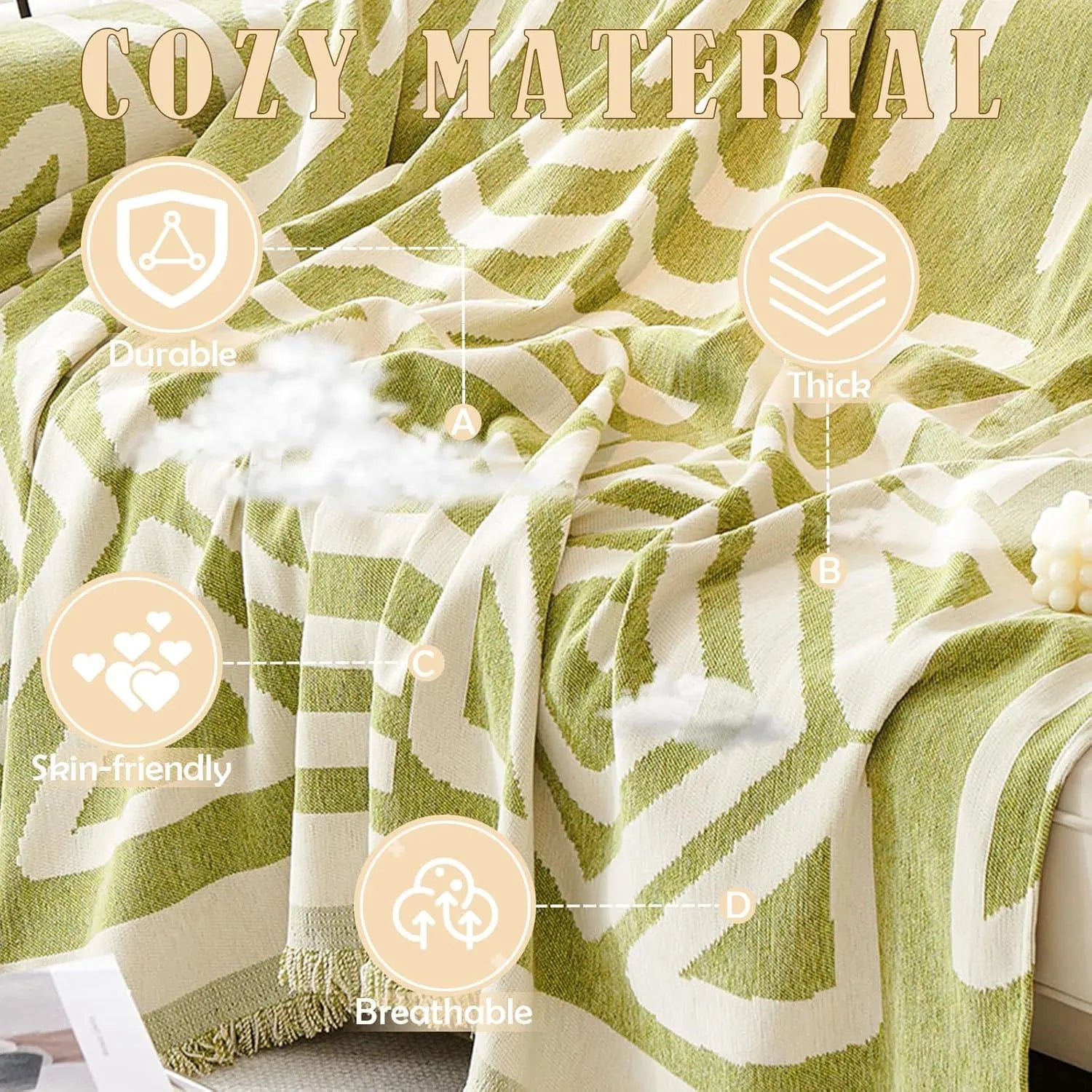 BOHO Couch Cover In Green