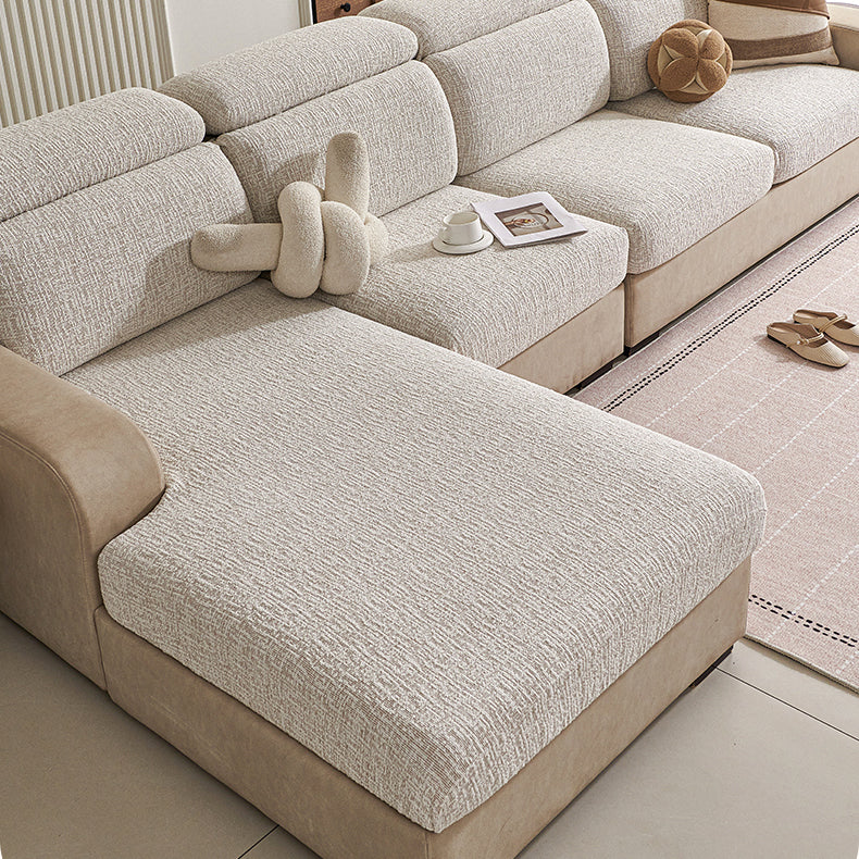 Chenille Solid Woven Stretch Sofa Cushion Cover - Khaki