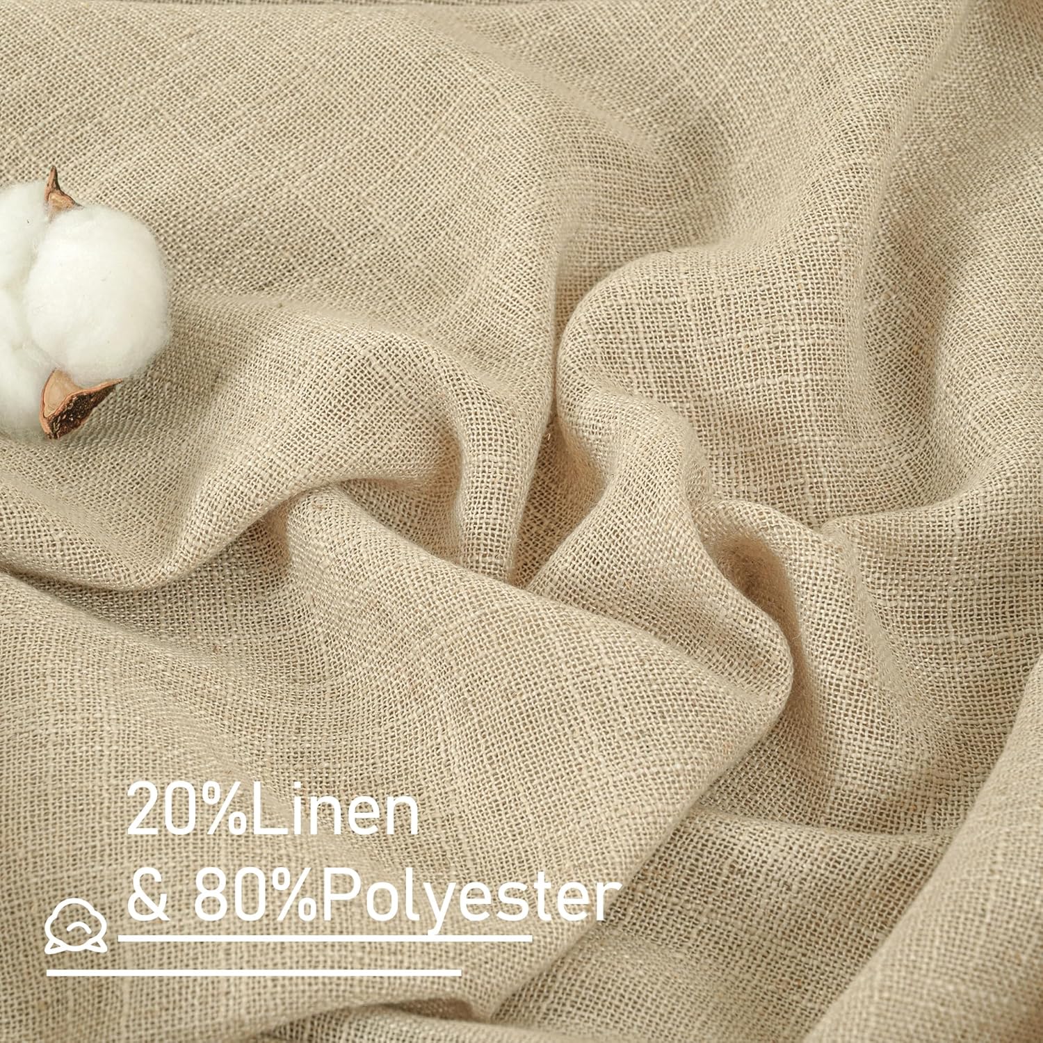 Light filtering Neutral Linen Curtain - Linen