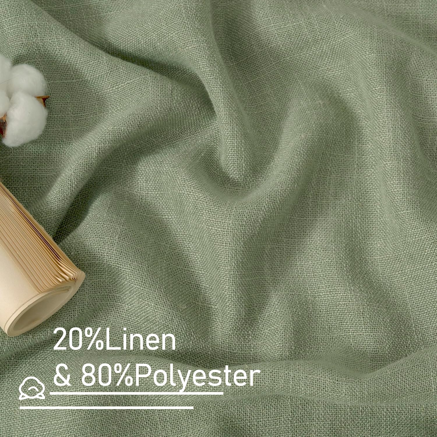 Light filtering Neutral Linen Curtain - Sage Green