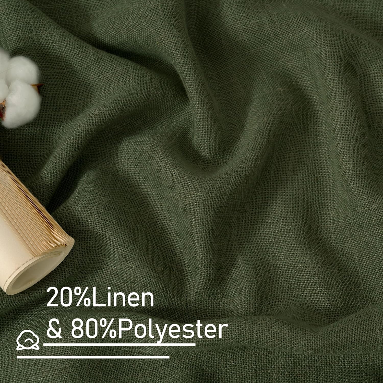 Light filtering Neutral Linen Curtain - Olive Green