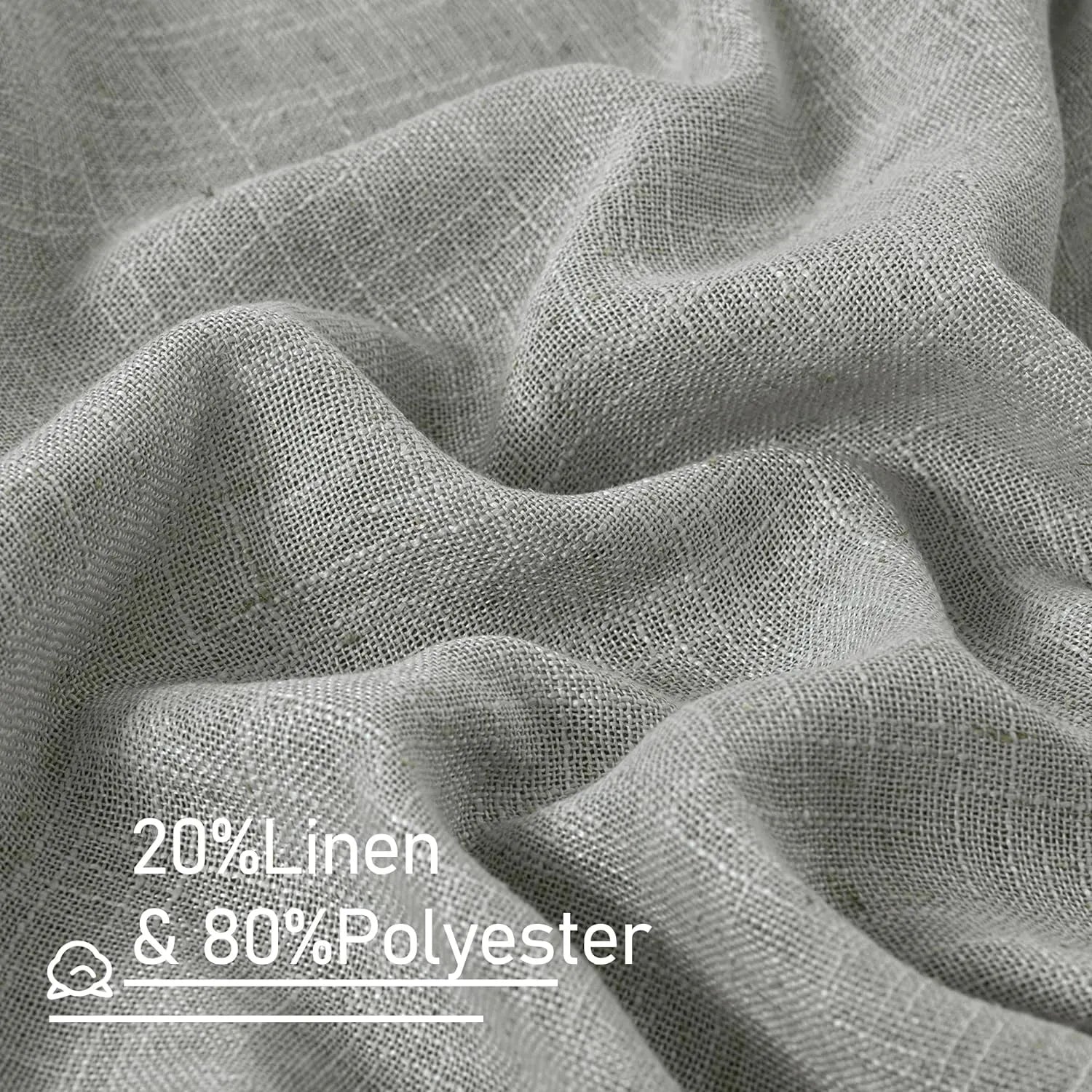 Light filtering Neutral Linen Curtain - Grey