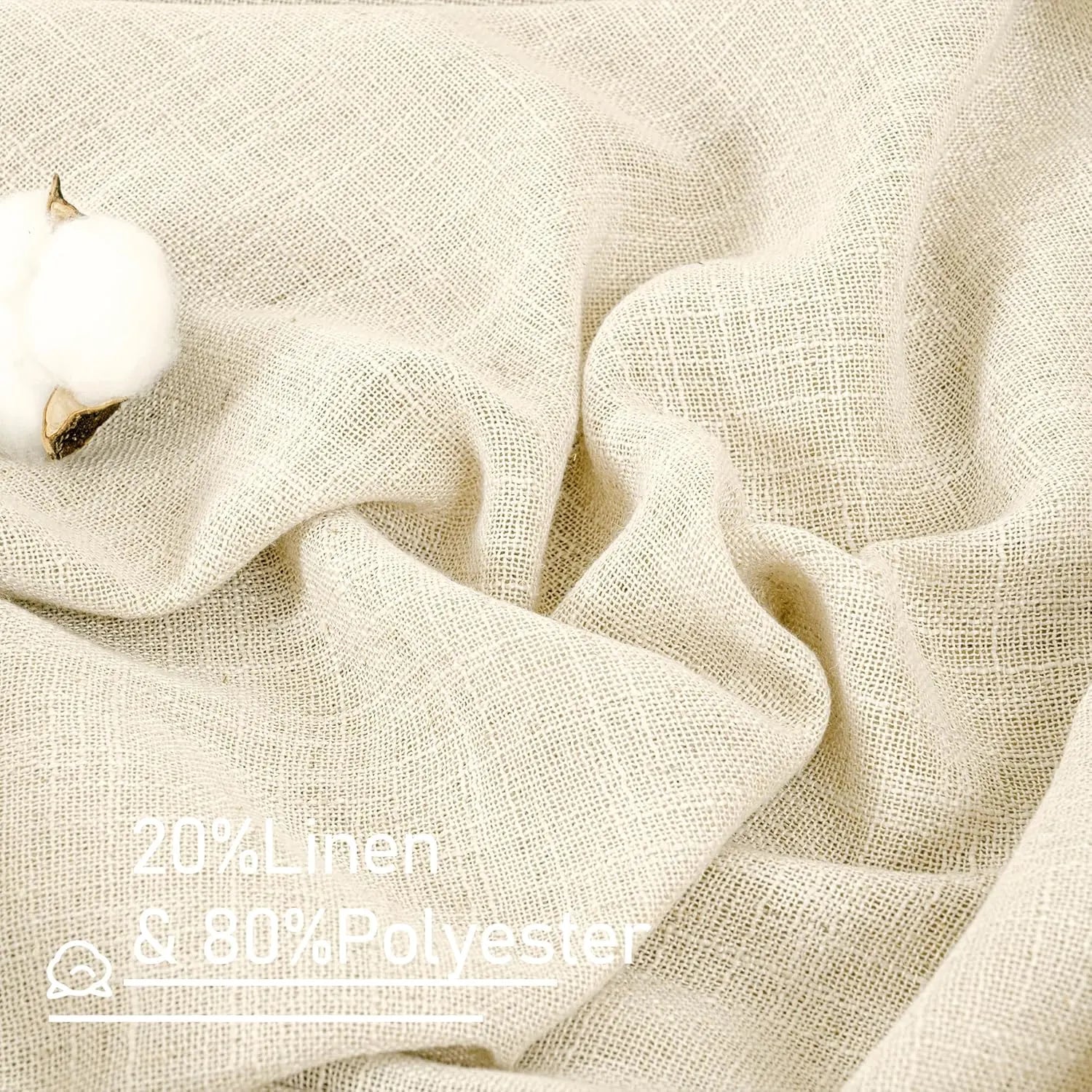 Light filtering Neutral Linen Curtain - Beige