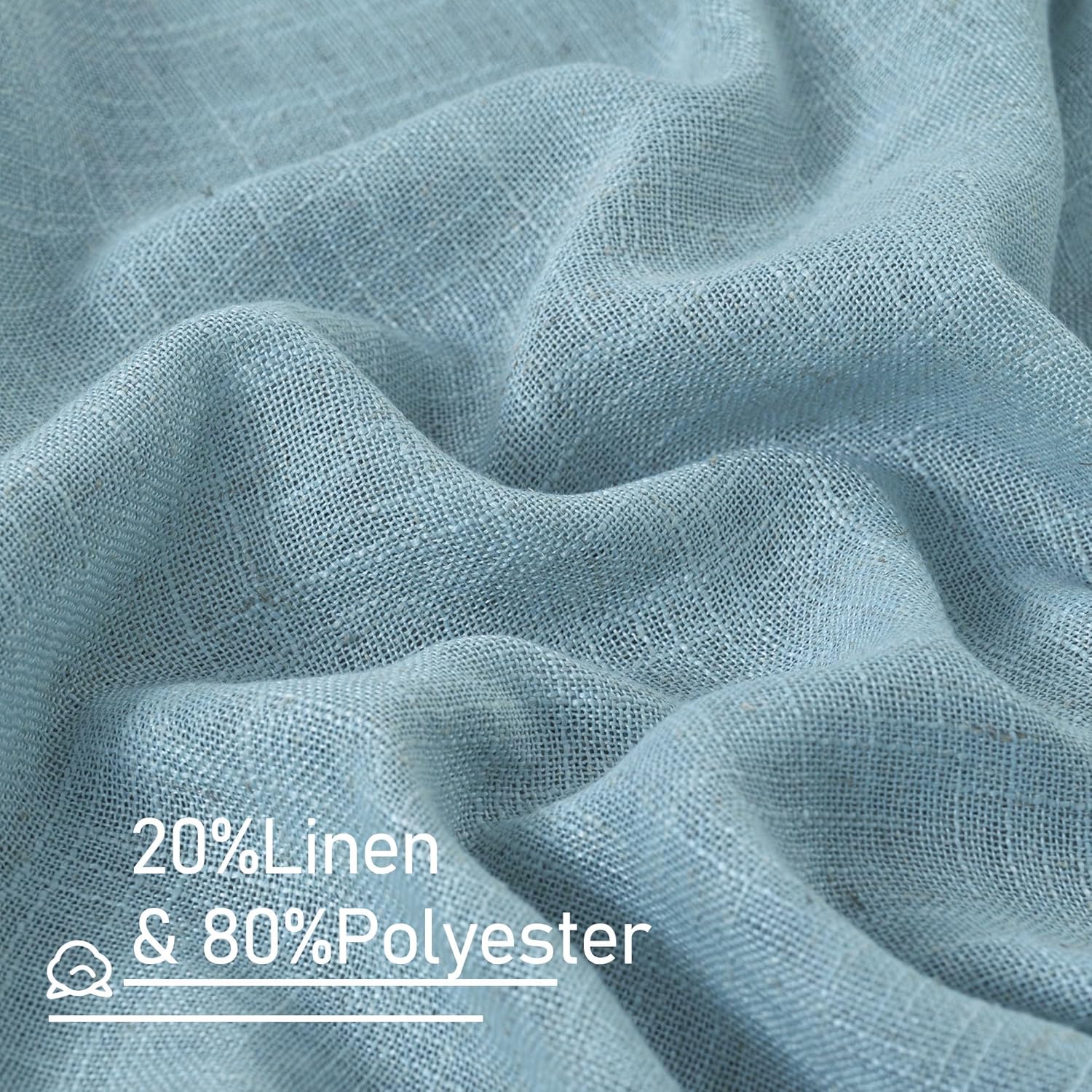 Light filtering Neutral Linen Curtain - Stone Blue