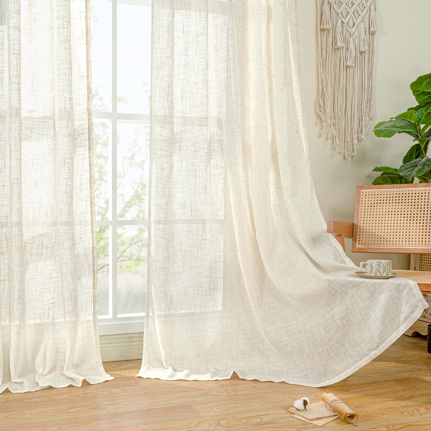 Light filtering Neutral Linen Curtain - Natural
