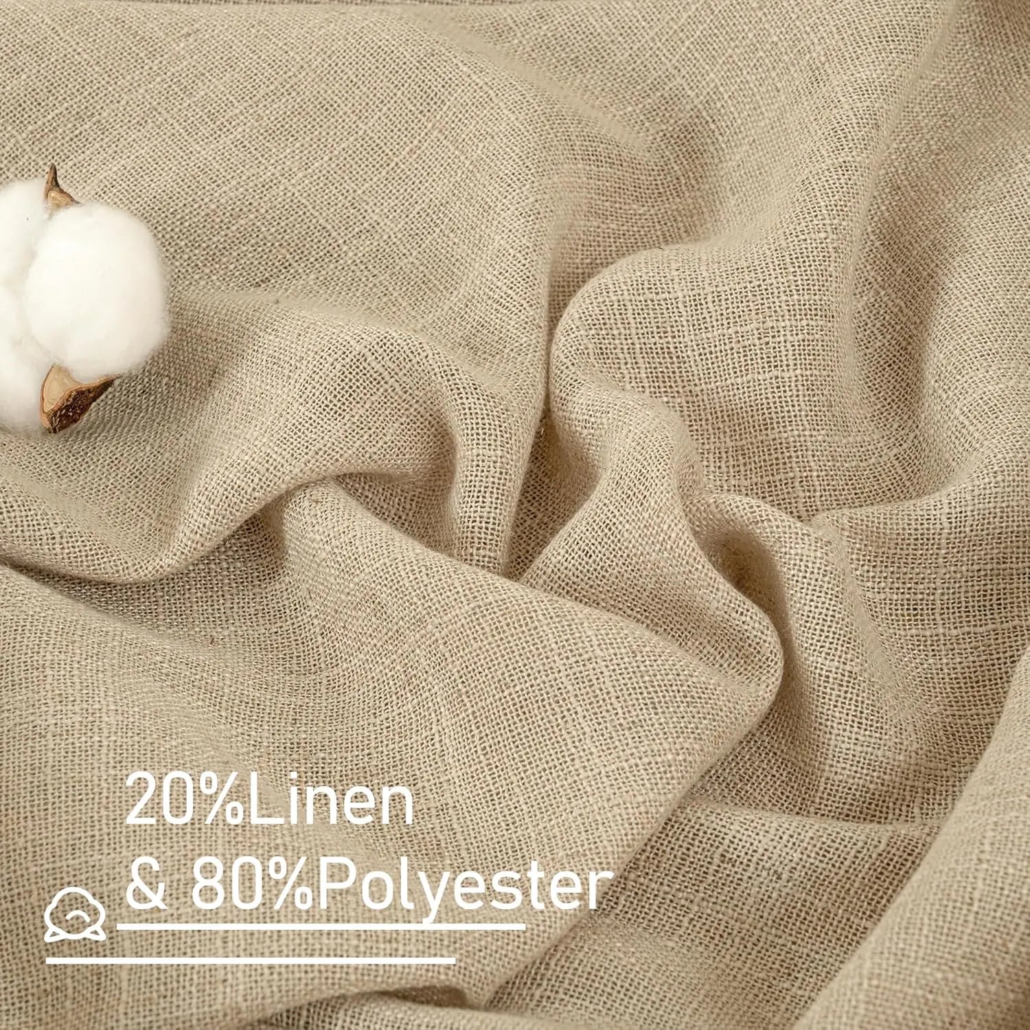 Light filtering Neutral Linen Curtain - Brown