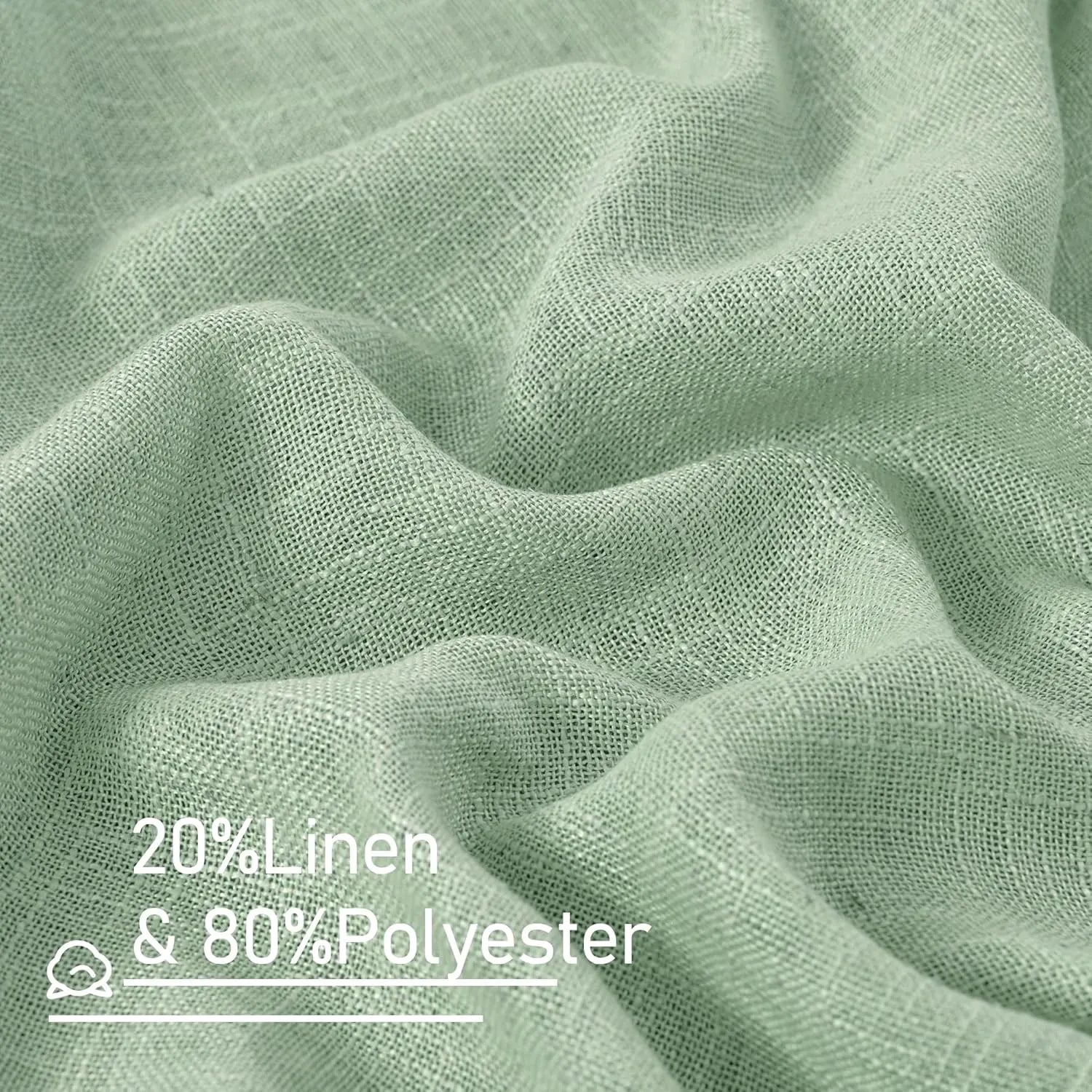 Light filtering Neutral Linen Curtain - Fresh Green