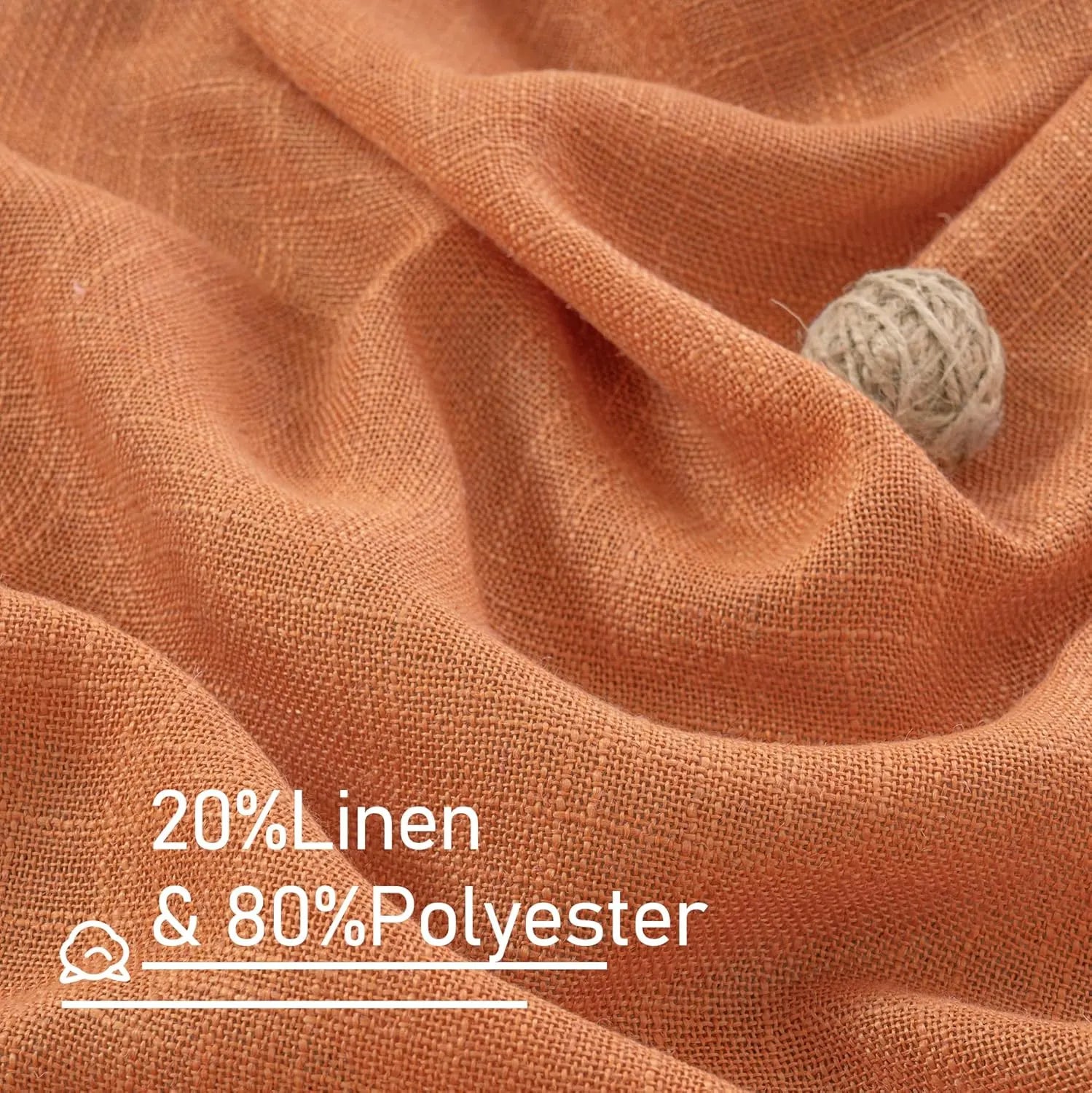 Light filtering Neutral Linen Curtain - Burnt Orange