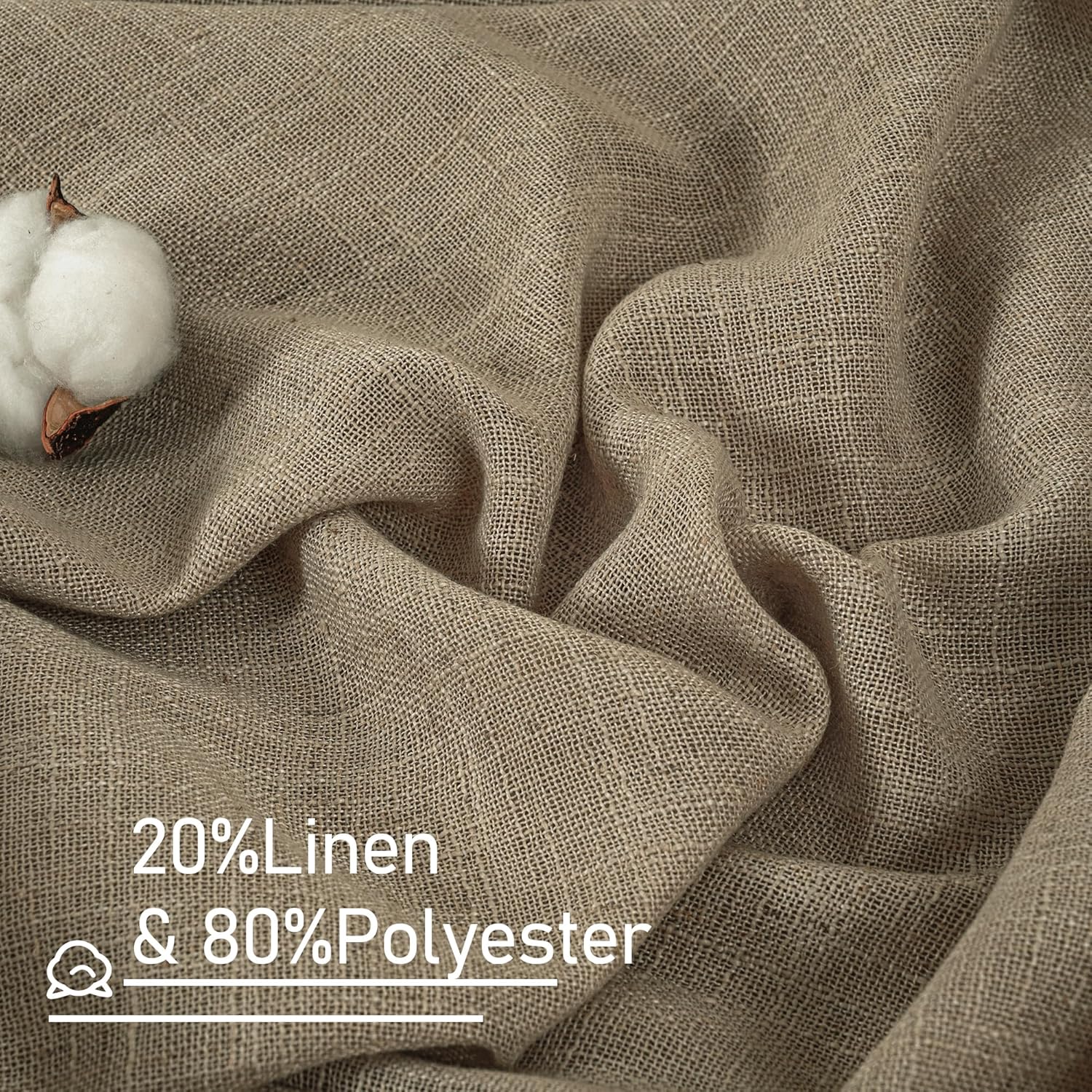 Light filtering Neutral Linen Curtain - Taupe