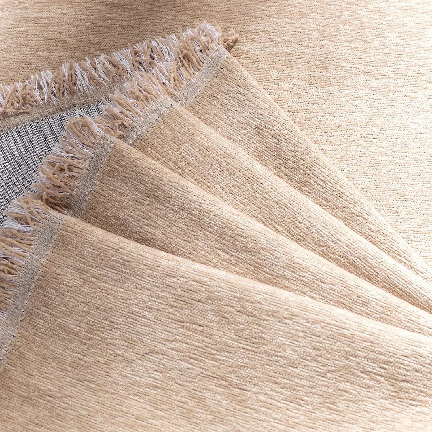 Soild Couch Cover In Tassel Khaki