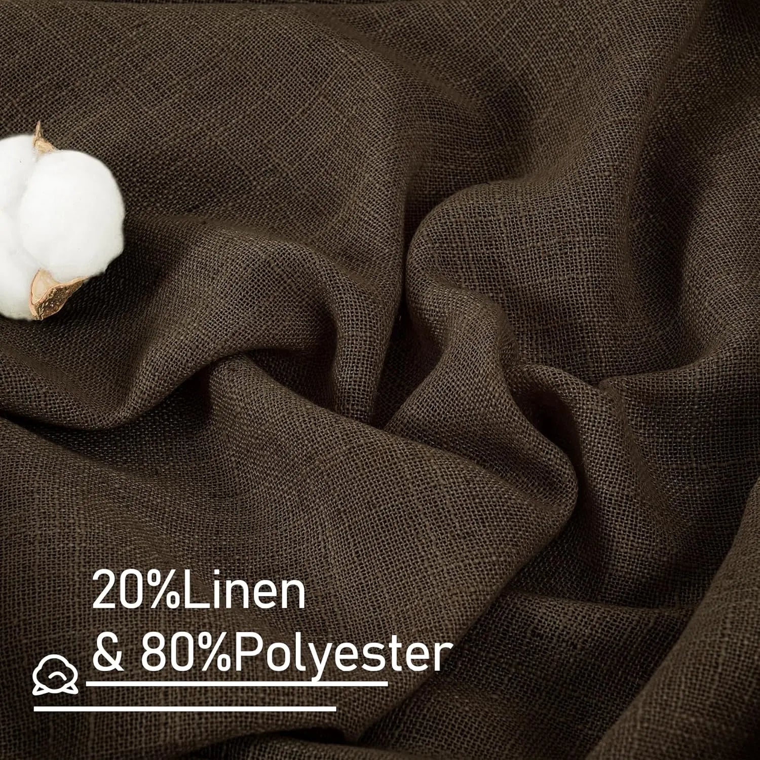 Light filtering Neutral Linen Curtain - Dark Brown